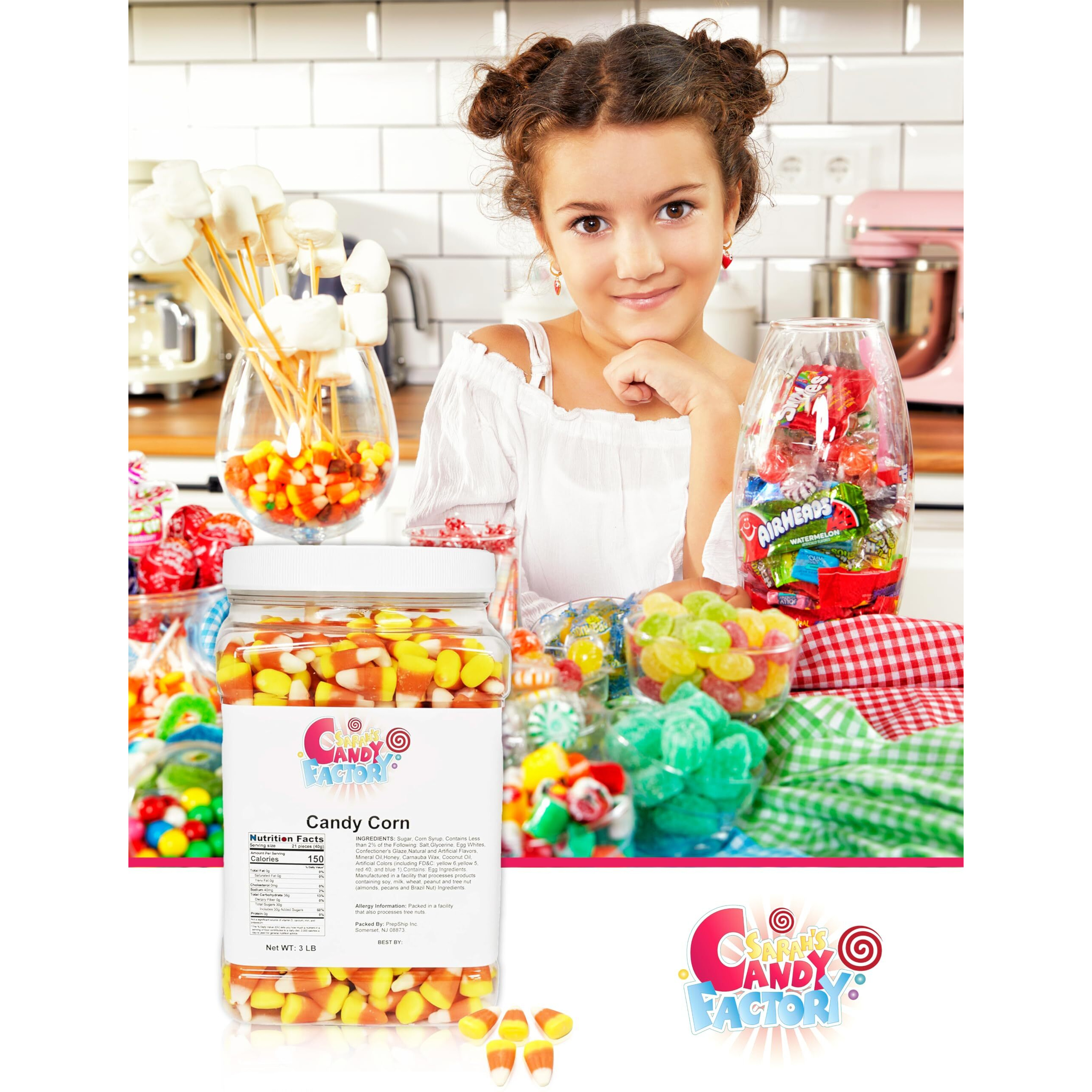 Sarahs Candy Factory Candy Corn In Jar, 3 Lbs