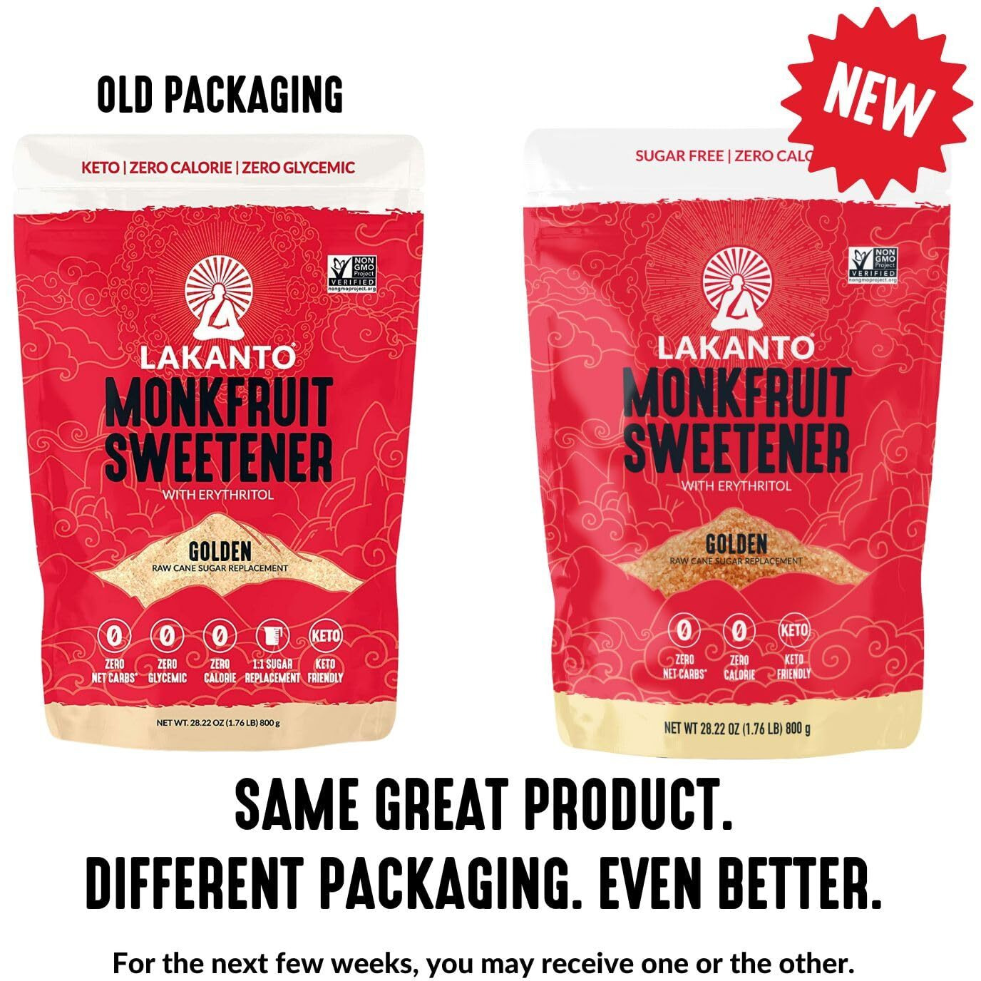 Lakanto Golden Monk Fruit Sweetener With Erythritol, Raw Cane Sugar Substitute, Monk Fruit Extract, Brown Sugar Replacement For Baking, Coffee & Tea, Gluten Free, Low Carb, Non Gmo, Keto, 1.8 Lb, 3 Pk