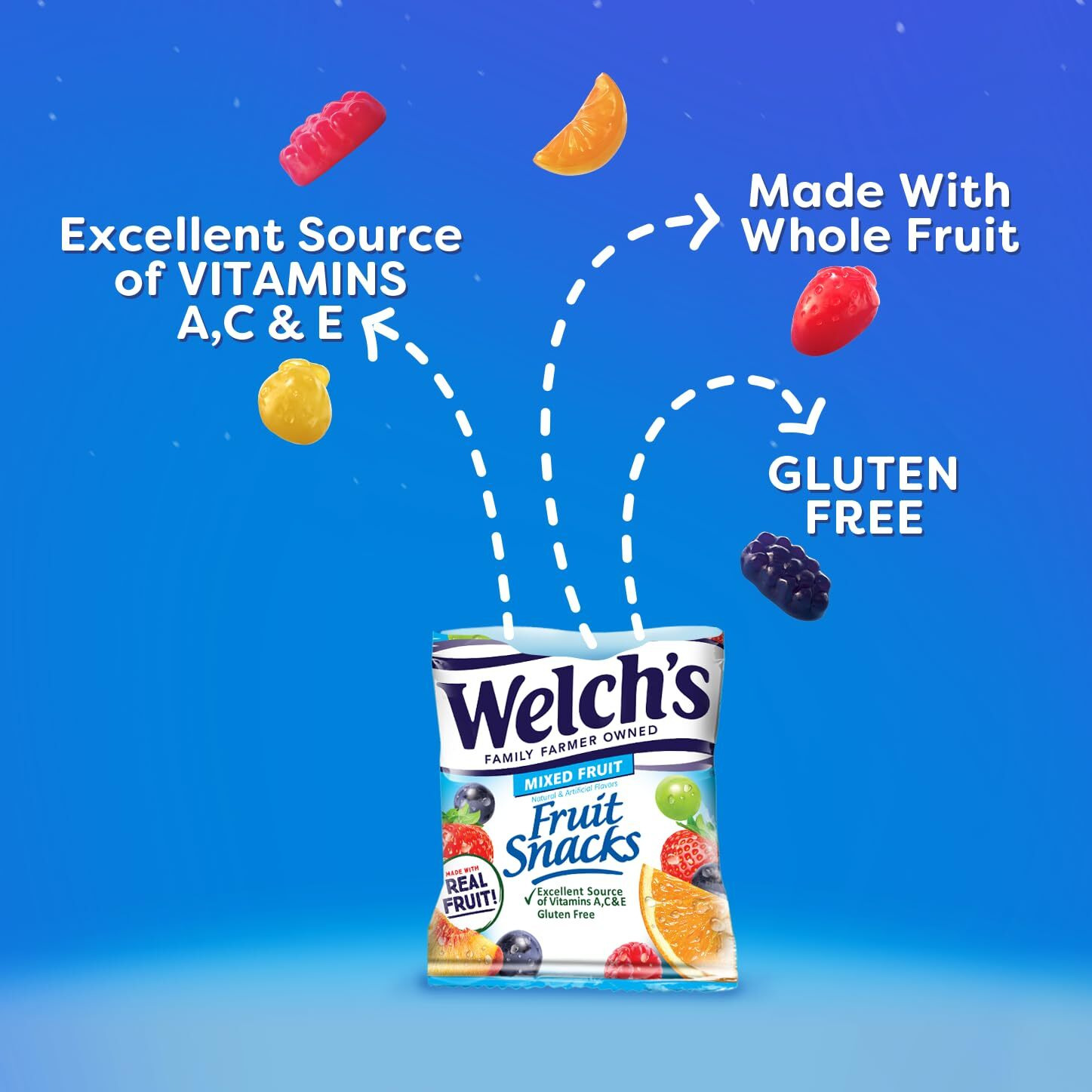 Welch's Fruit Snacks, Mixed Fruit, Gluten Free, 5 Oz Bags (Pack Of 12)