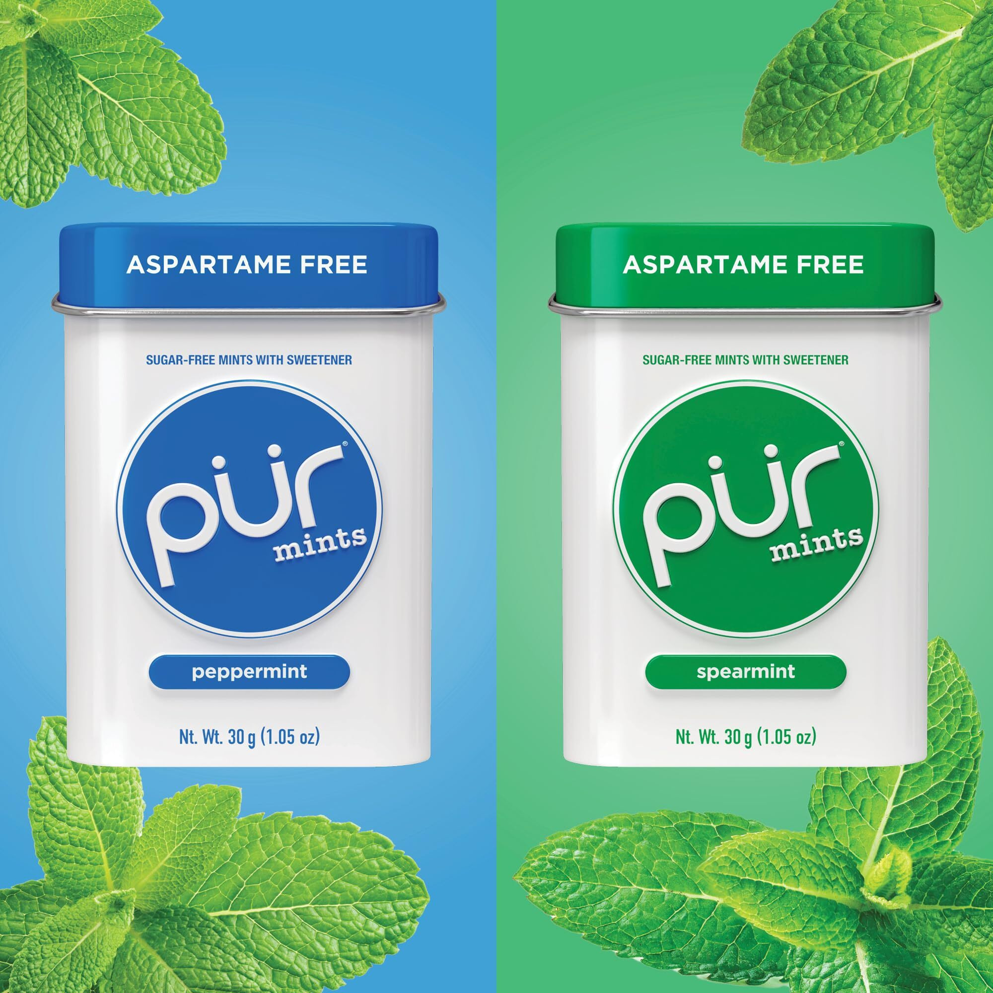 Pur Mints | Aspartame Free Mints | Made With Xylitol | Sugar Free, Vegan, Gluten Free & Keto Friendly | Natural Flavored Mints, Variety Pack, 30 Pieces (Pack Of 5)