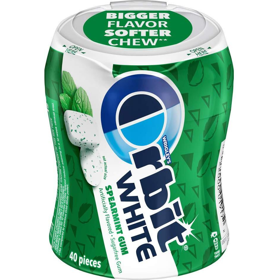 Orbit White Spearmint Sugarfree Gum, 40 Piece Bottle