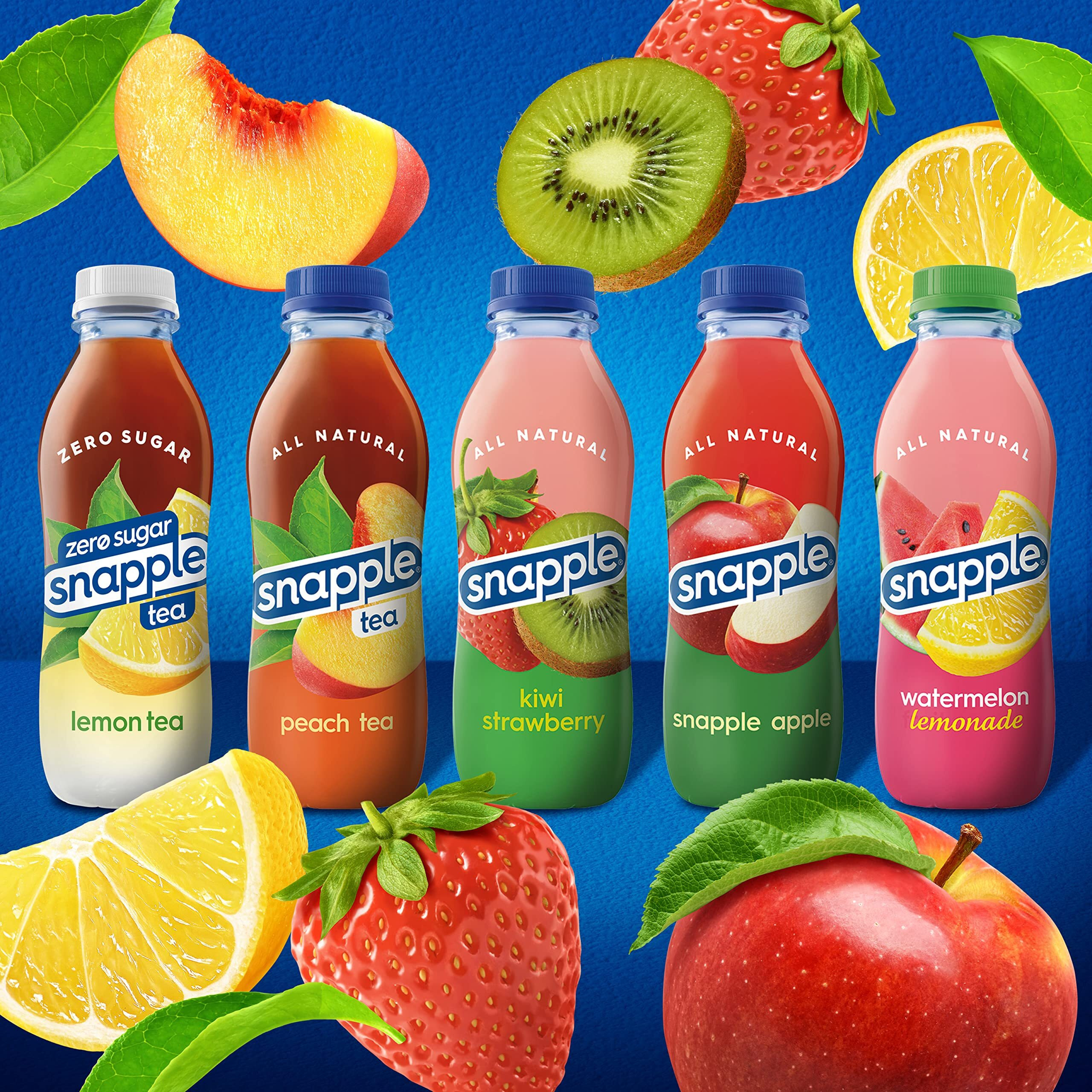 Snapple Mango Madness Flavored Juice Drink, 16 Fl Oz Recycled Plastic Bottle, Pack Of 12