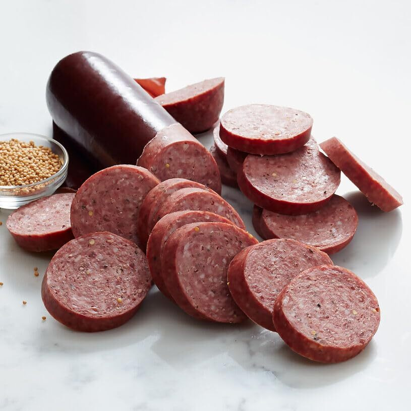 Hickory Farms Party-Size Signature Beef Summer Sausage, 26 Ounces | Great For Snacking, Gifts, Entertaining, Charcuterie, Ready To Eat, High Protein, Low Carb, Keto, Gluten Free, 100% Beef