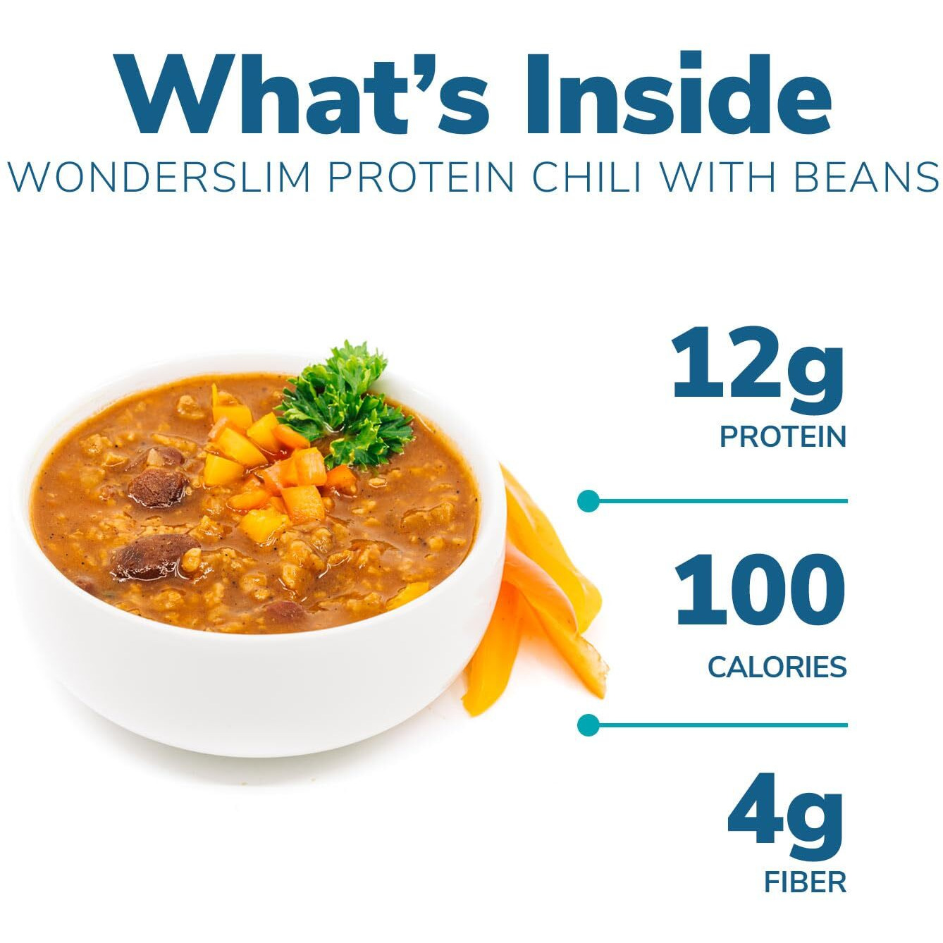 Wonderslim Protein Meal, Zesty Vegetable Chili W/Beans, 12G Protein, 4G Fiber, Gluten Free (7Ct)