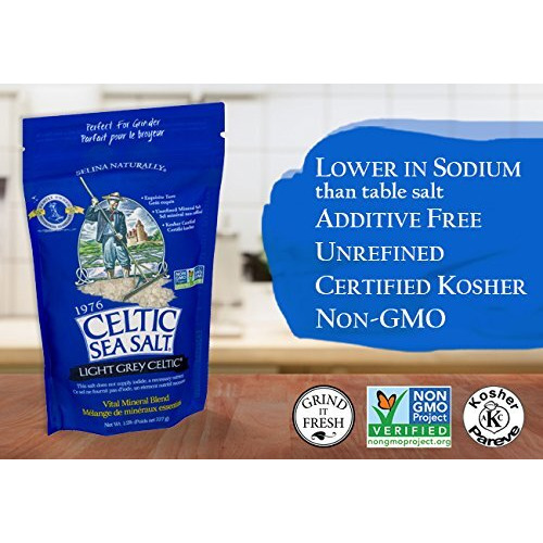 Light Grey Celtic Sea Salt Resealable Bags - Additive-Free, Delicious Sea Salt, Perfect For Cooking, Baking And More - Gluten-Free, Non-Gmo Verified, Kosher And Paleo-Friendly, 1/2 Pound Bag (6 Count)