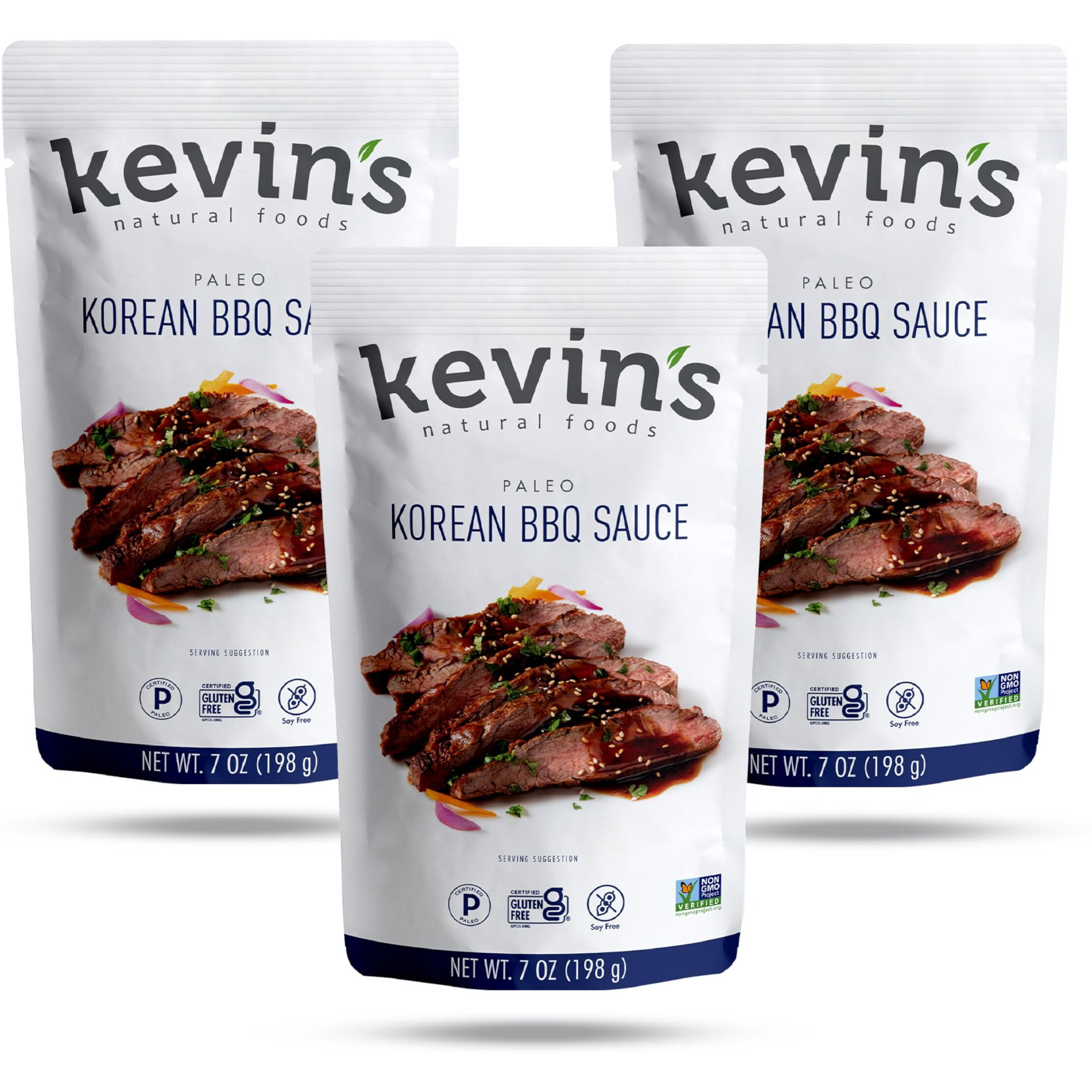 Kevin's Natural Foods Korean Bbq Sauce - Paleo Simmer Sauce - Stir-Fry Sauce, Gluten Free, No Preservatives, Non-Gmo - 3 Pack (Korean Bbq)
