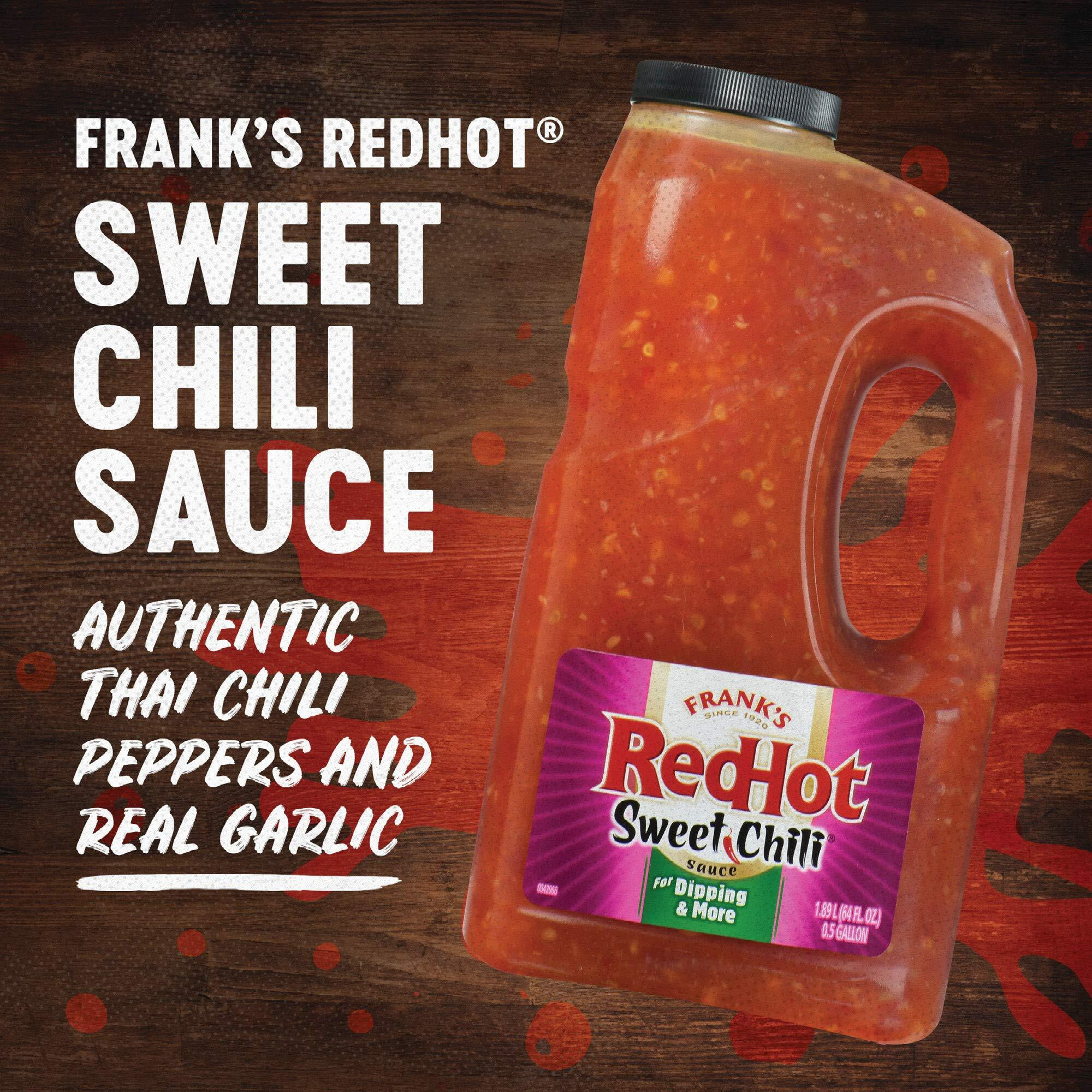 Frank's Redhot Sweet Chili Sauce, 0.5 Gal - One Half Gallon Bulk Container Of Sweet Chili Hot Sauce For Wings, Pizza, Sandwiches, Stir Fry, And More