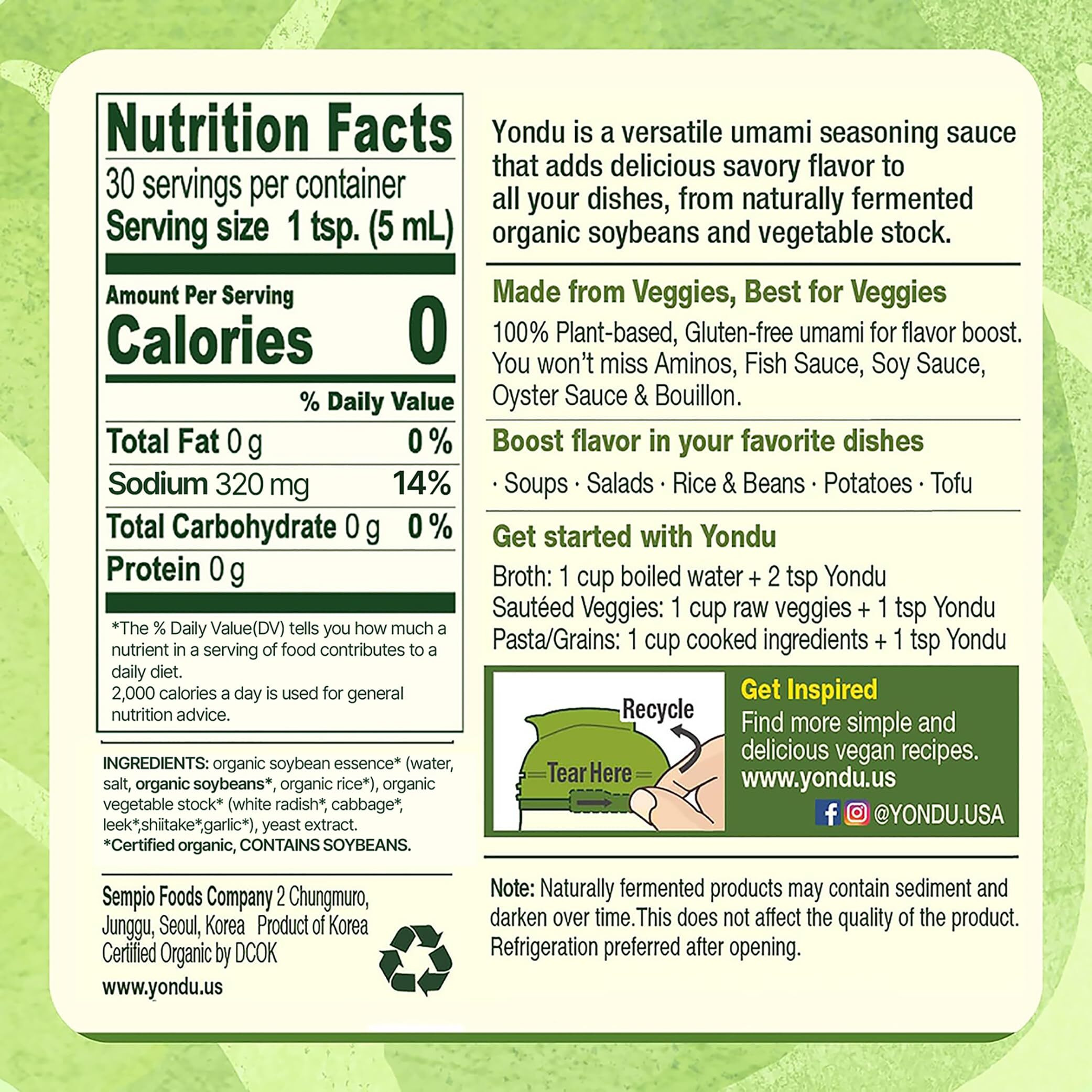 Yondu Vegetable Umami Essence (5.1Fl Oz) - Premium, Vegan Plant-Based Sauce For Mild & Flavorful Cooking. Great For Soups, Stir-Fries & Sauces.