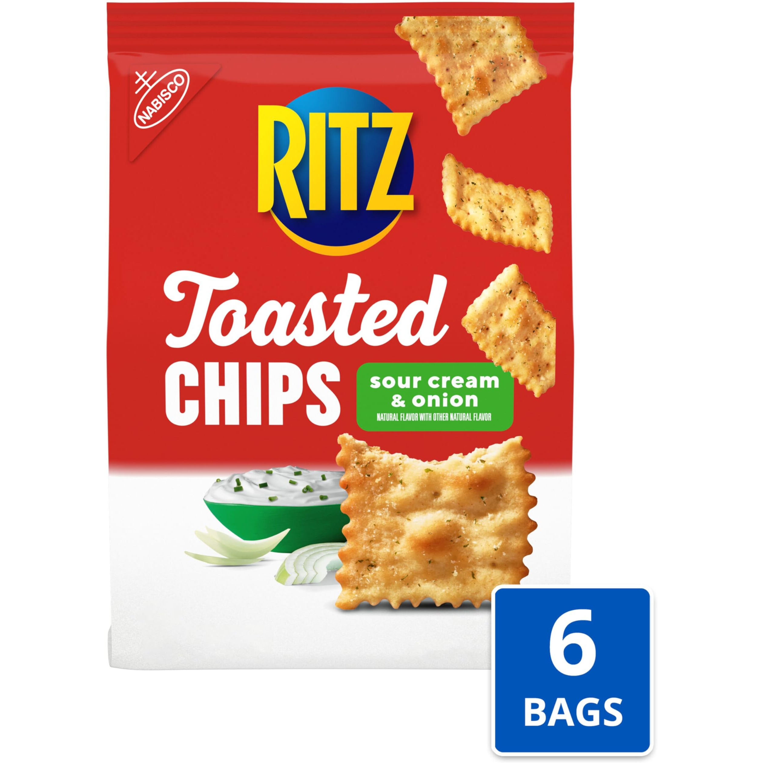 Ritz Toasted Chips Sour Cream And Onion Crackers, 6 - 8.1 Oz Bags