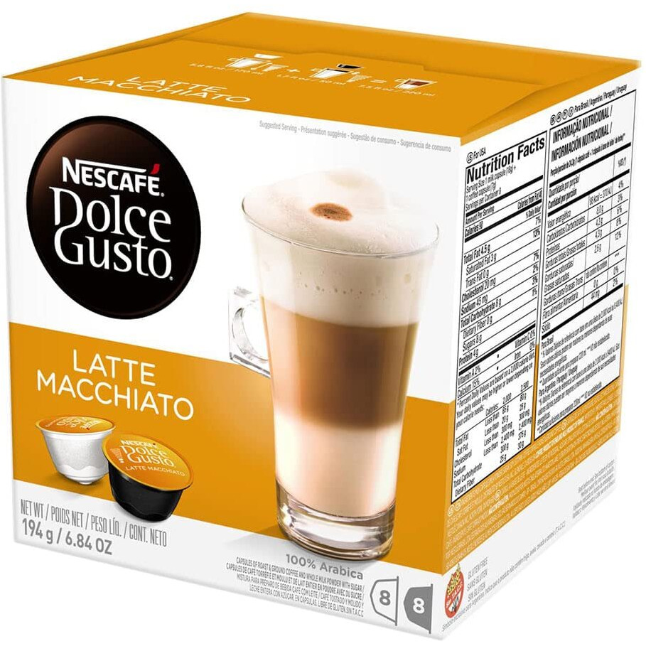 Nescafe Dolce Gusto Latte Macchiato Capsules, 16 Count