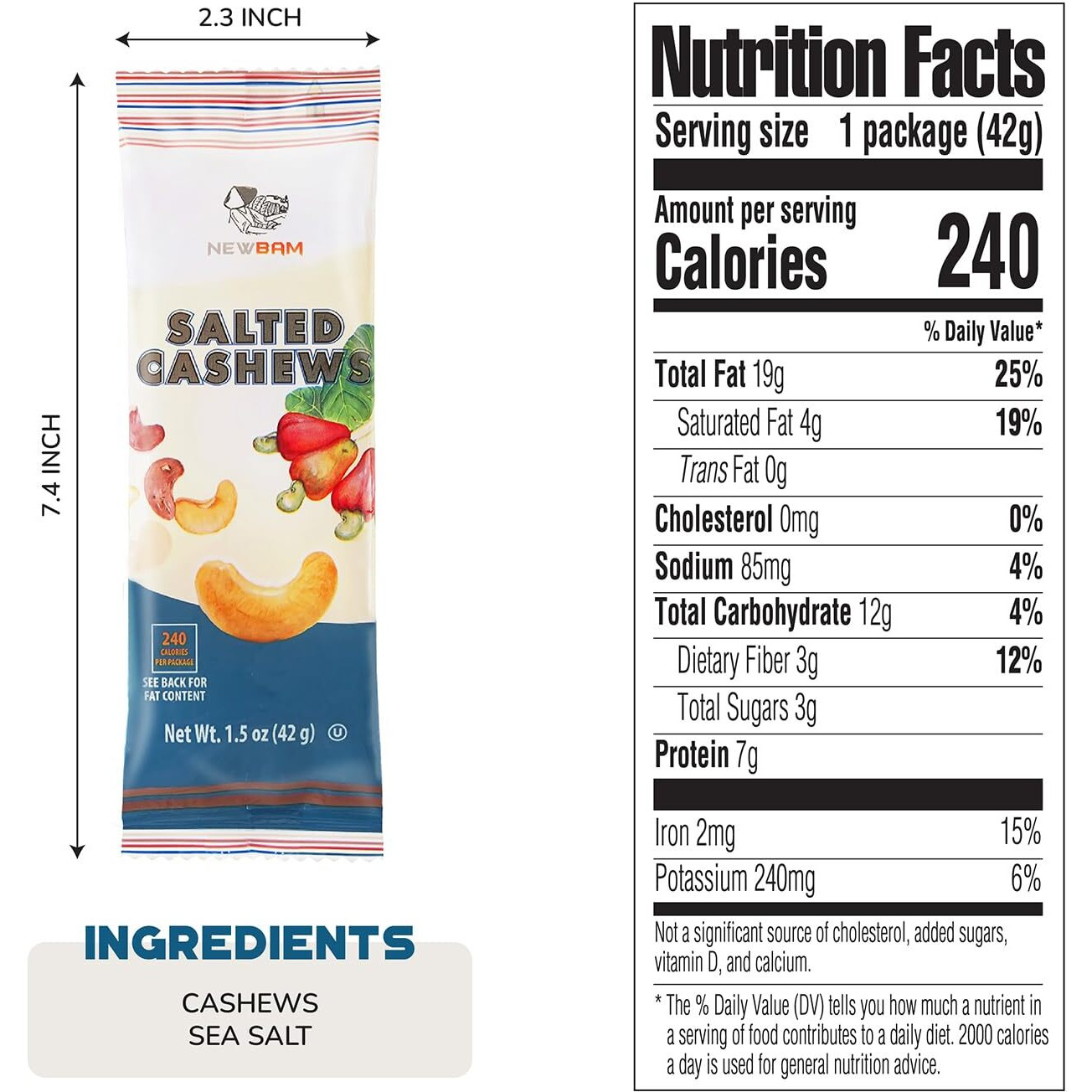 Newbam Lightly Salted Cashews Snack - 12 Nuts Individual Packs (1.5Oz Each) - Keto, Vegan, Gluten-Free, High Protein, Ready-To-Eat, Healthy Office Or Party Snack For Adults