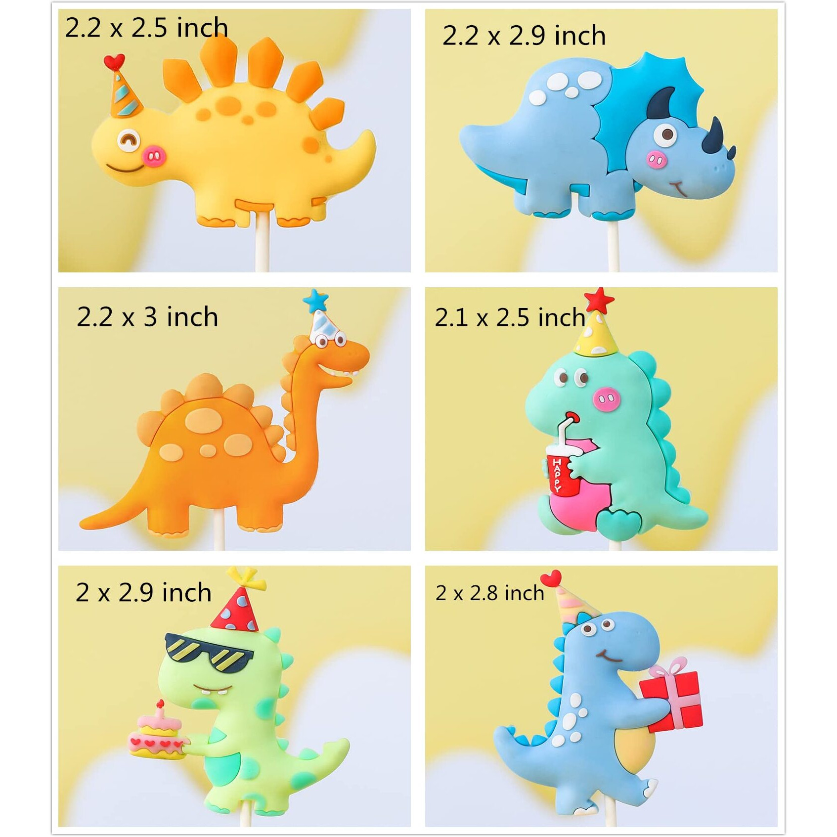 Gallarato 6 Pcs Little Dino Birthday Cake Decoration Dinosaur Cake Decoration Little Dinosaur Birthday Party Supplies Dinosaur Party Favors Three Rex Cake Decoration Three Rex Party Supplies