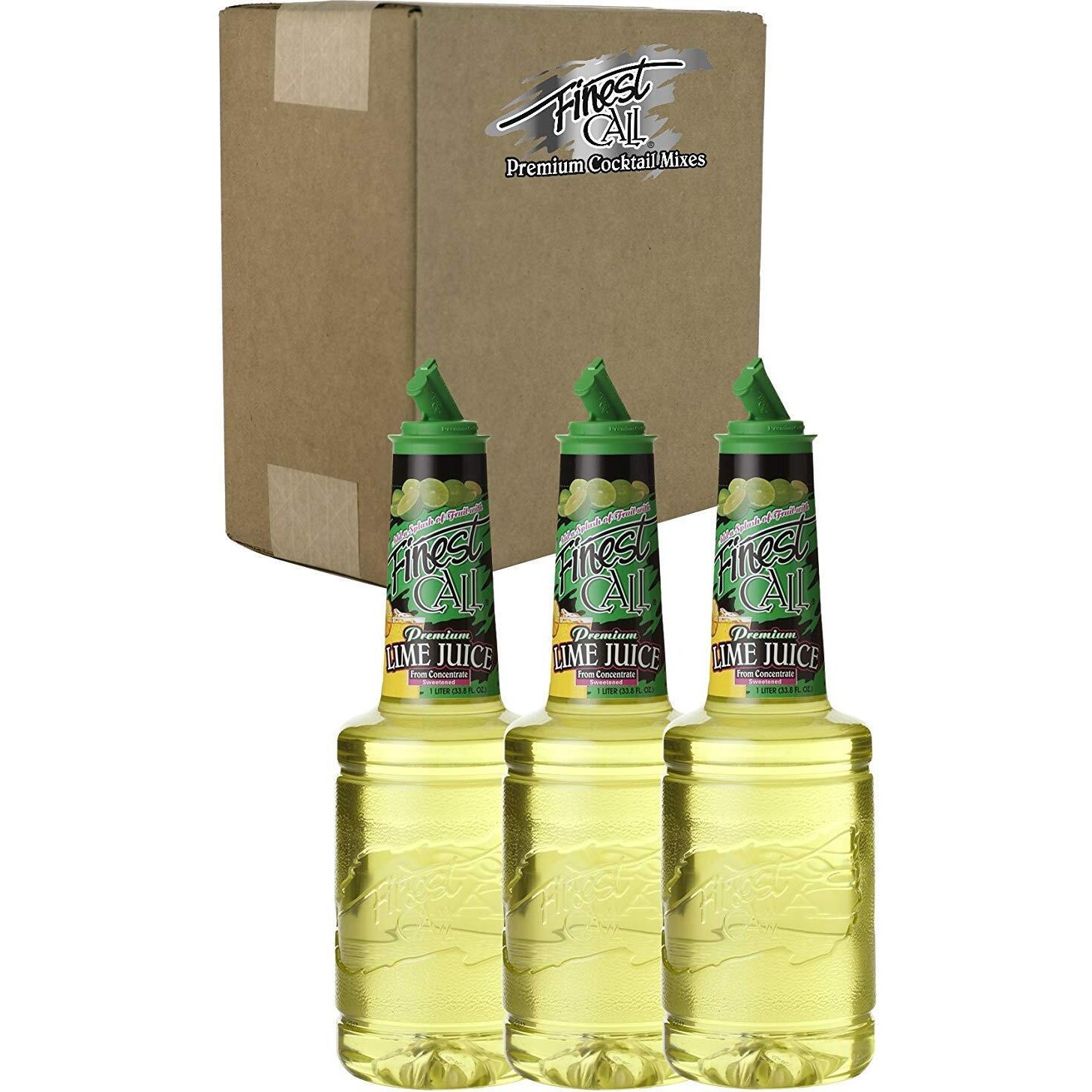Finest Call Premium Lime Juice Drink Mix, 1 Liter Bottle (33.8 Fl Oz), Pack Of 3