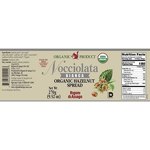 Rigoni Di Asiago Nocciolata Bianca Organic Hazelnut Spread, 9.52 Oz, Cocoa Free