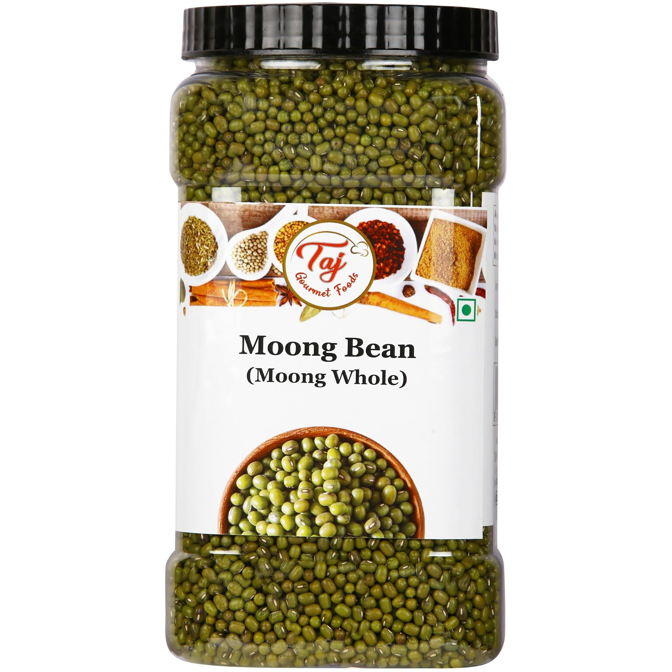 Taj Premium Indian Moong Dal Whole, Mung Beans, 3.5-Pounds Jar