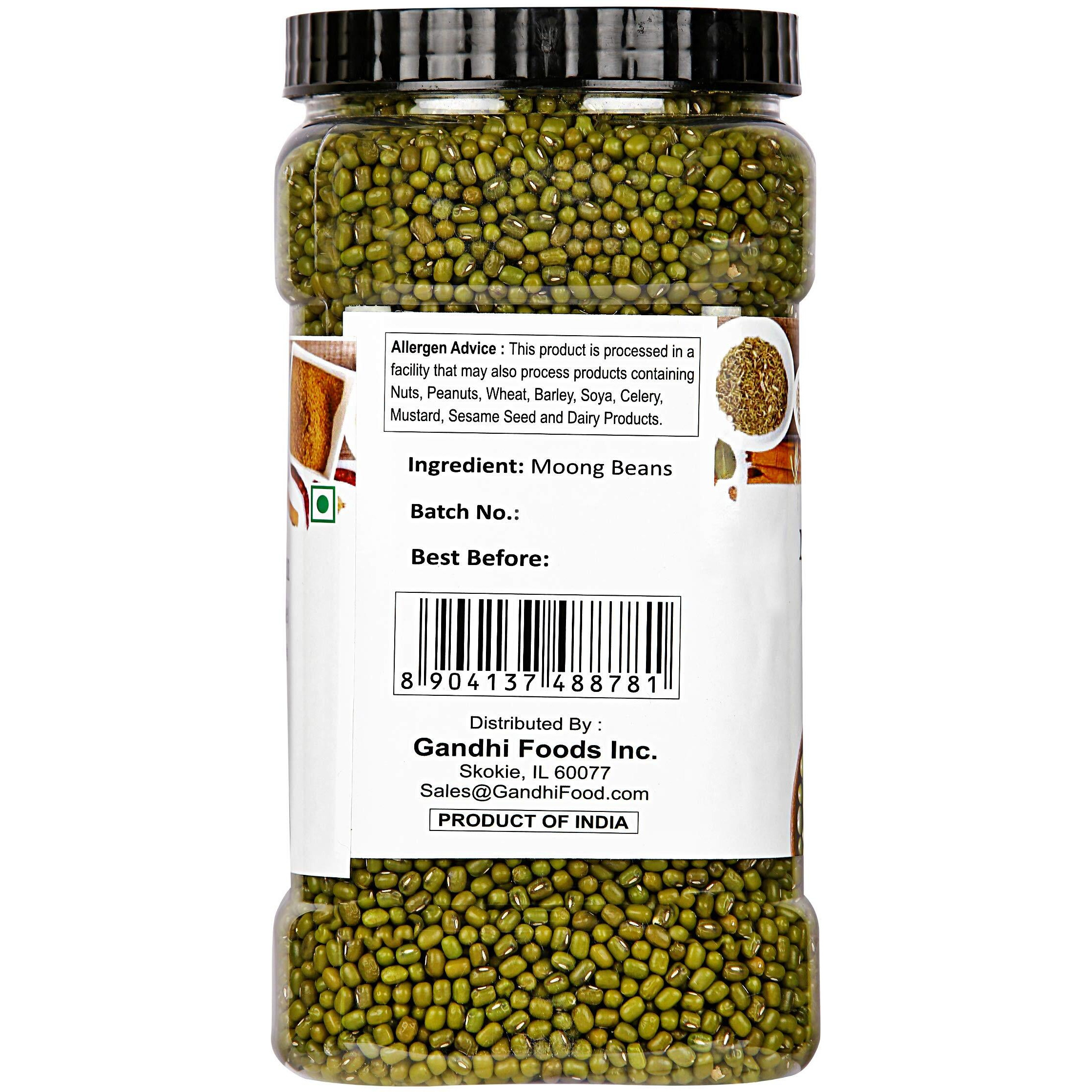 Taj Premium Indian Moong Dal Whole, Mung Beans, 3.5-Pounds Jar