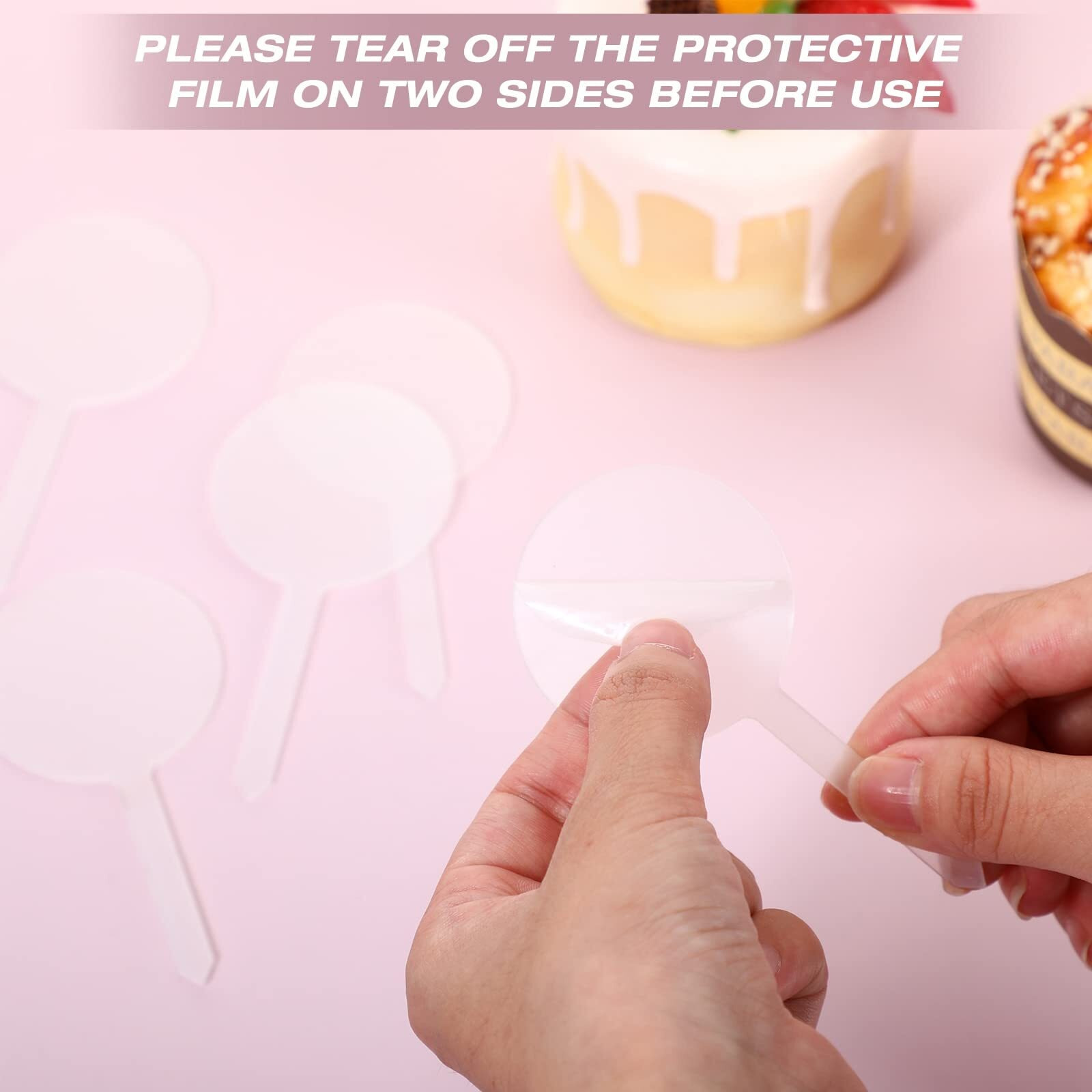 30 Pack 2 Inch Circle Acrylic Cupcake Toppers, Diy Clear Round Blank Cake Toppers Personalized Cupcake Toppers With Sticks For Birthday Party, Wedding, Engagement, Baby Shower Cake Decoration