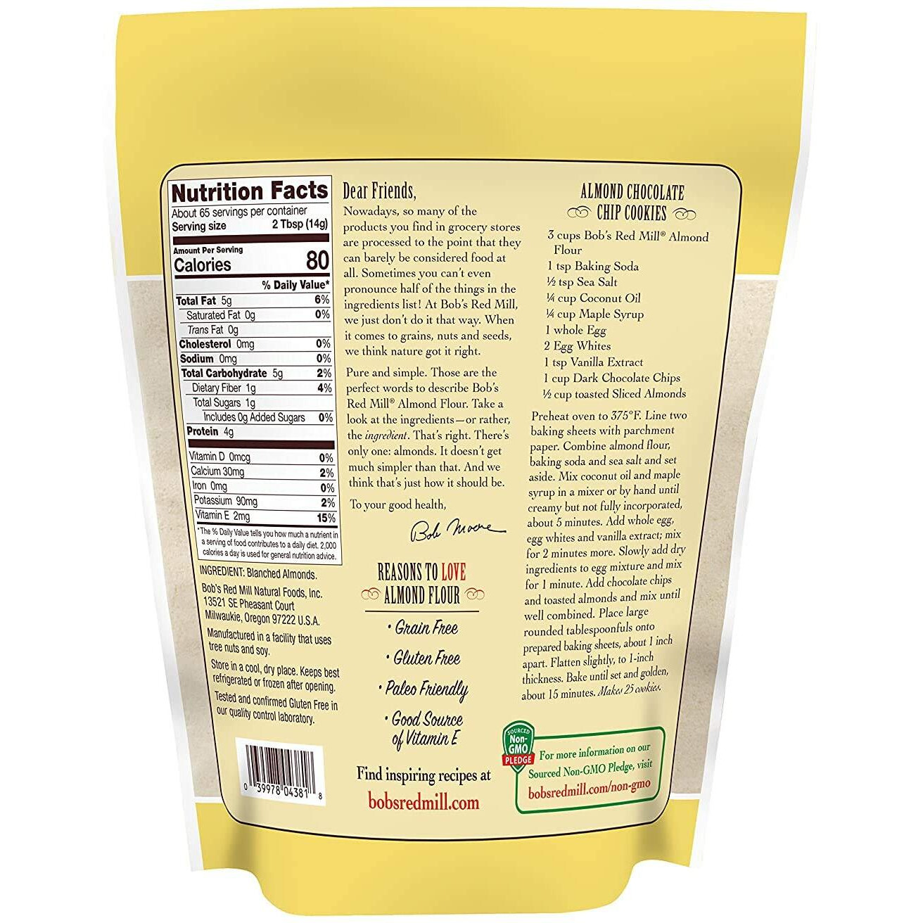 Bob's Red Mill Flour Almond Blanched, Size (32 Oz, Pack - 2)