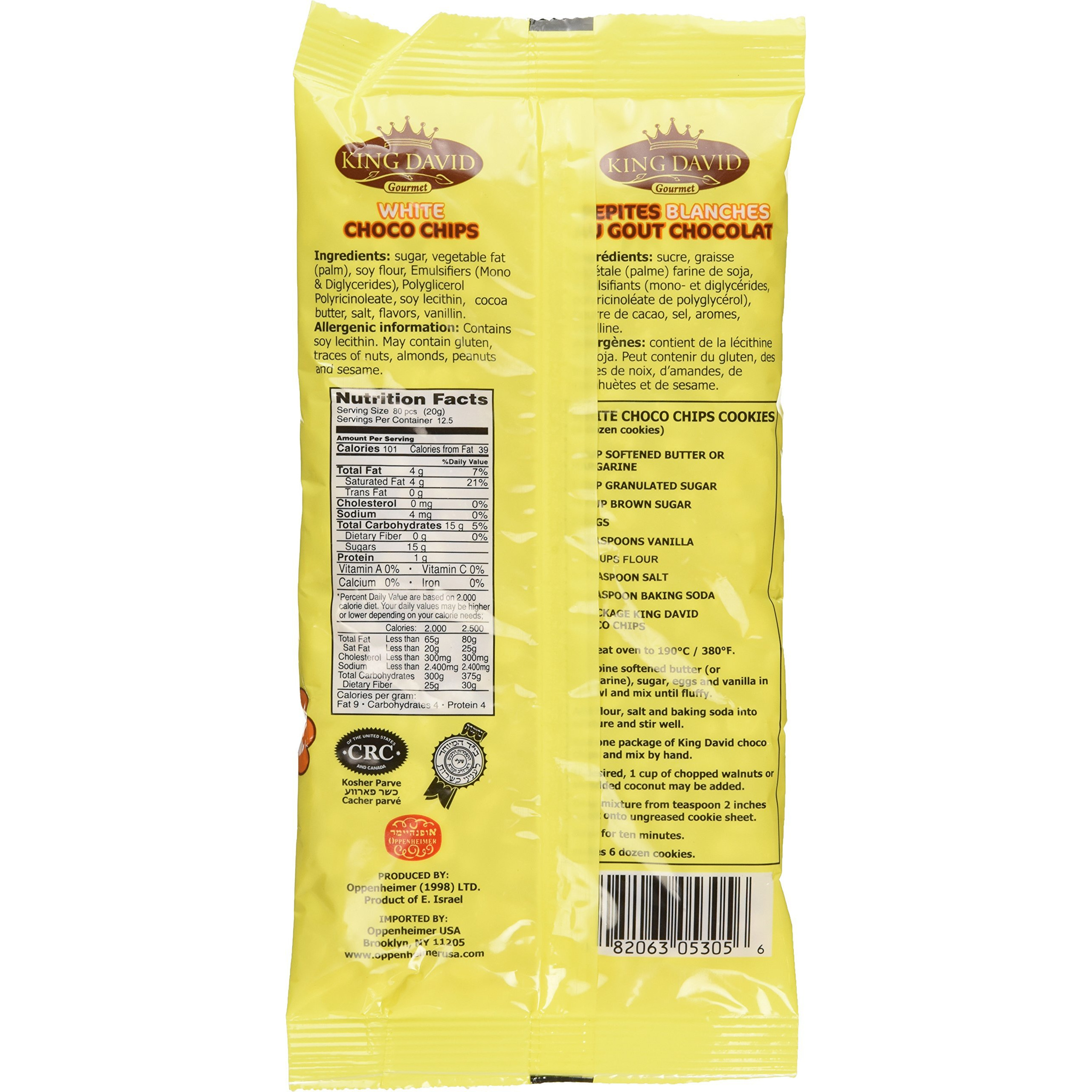 King David Vegan Lactose-Free Non-Dairy Kosher White Chocolate Flavored Chips 8.8 Ounce (Pack Of 4)