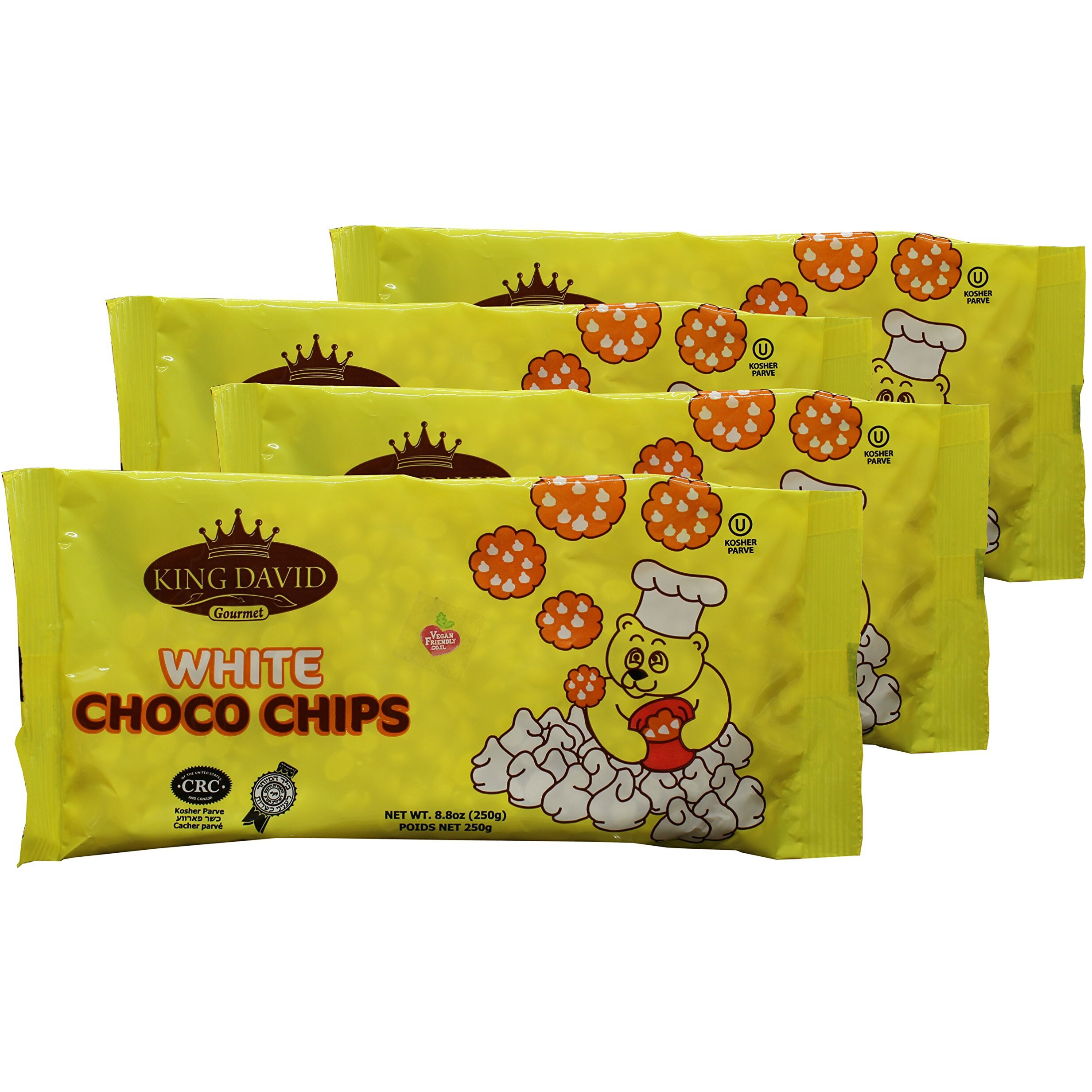 King David Vegan Lactose-Free Non-Dairy Kosher White Chocolate Flavored Chips 8.8 Ounce (Pack Of 4)