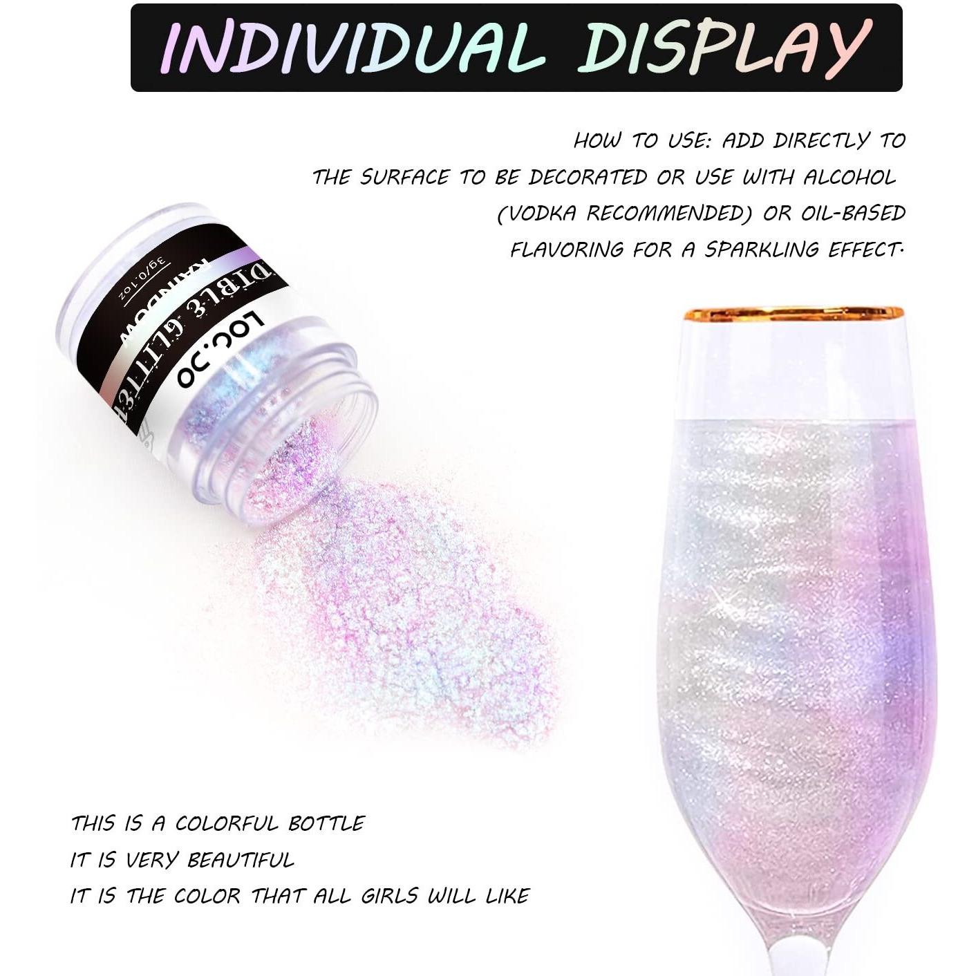 Edible Glitter 11+1 Colors Set, Food Grade Luster Dust, Edible Glitter For Drinks, Beer, Cake Decorating, Chocolates, Fondant, Strawberries, Cupcakes, Vegan And Gluten Free (3G/Bottle)