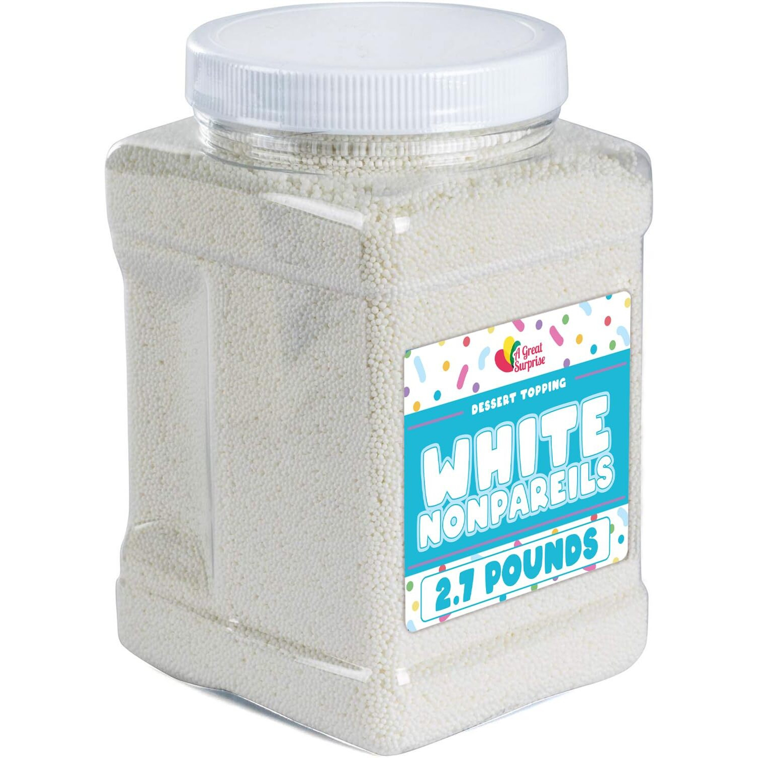 White Nonpareils Sprinkles - 2.7 Pounds - Bulk White Sprinkles - White Non Pareils Bridal Sprinkles - Small White Disco Ball Sprinkles - Tiny Pearl Sprinkles For Cakes, Cookies, Christmas