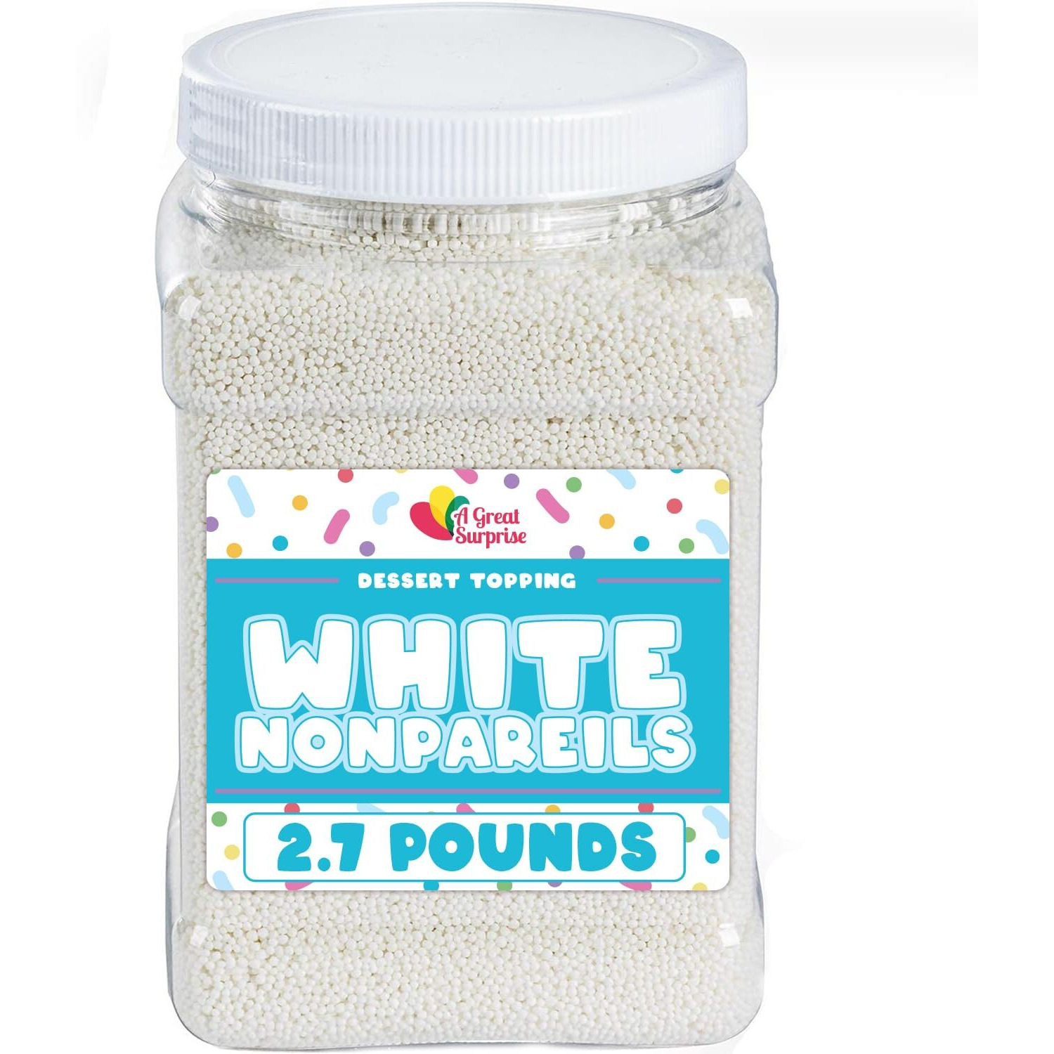 White Nonpareils Sprinkles - 2.7 Pounds - Bulk White Sprinkles - White Non Pareils Bridal Sprinkles - Small White Disco Ball Sprinkles - Tiny Pearl Sprinkles For Cakes, Cookies, Christmas