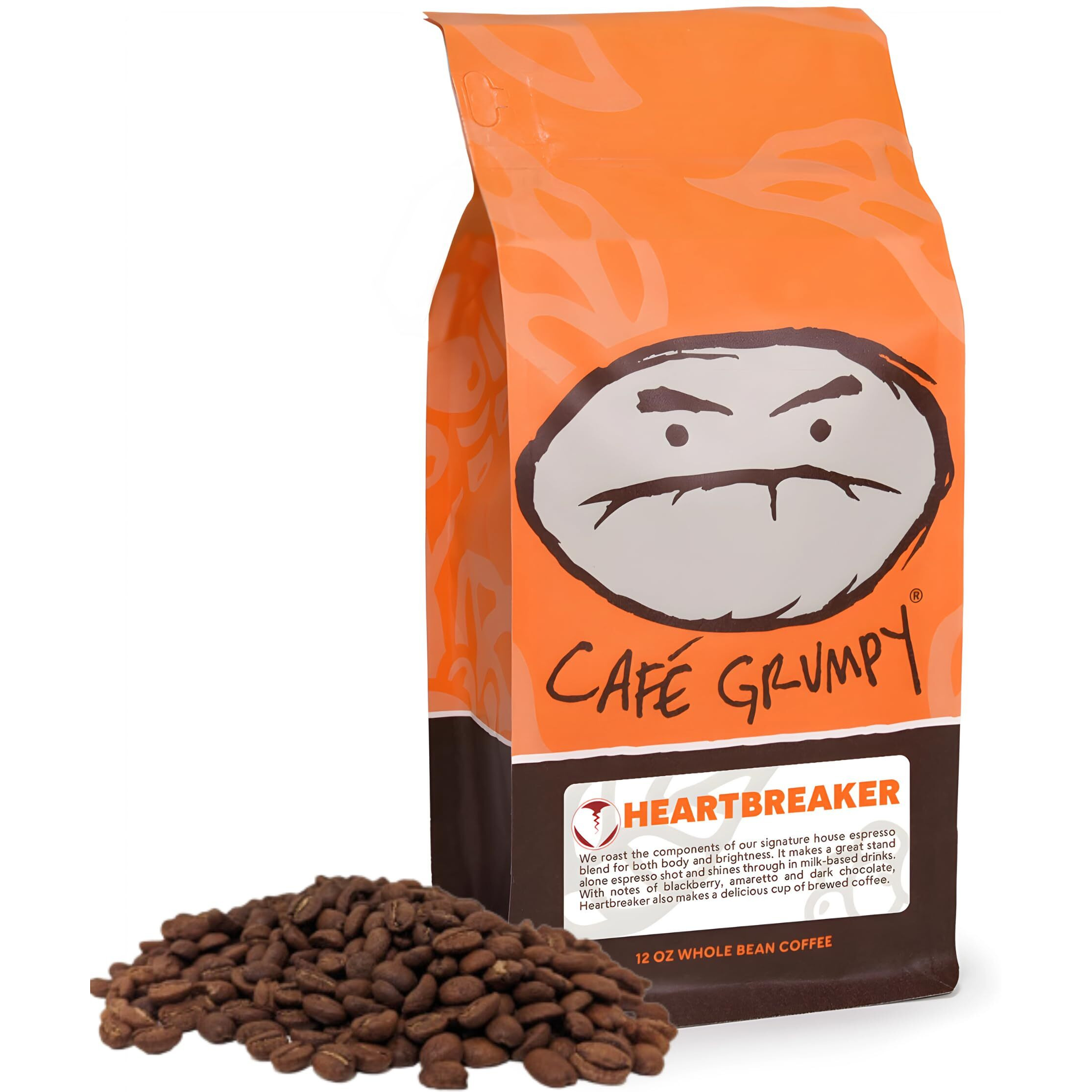 Caf   Grumpy Coffee - Heartbreaker Blend, 12Oz Bag, Medium Roast, Drip, French Press, Pour Over, Cold Brew (Whole Beans)