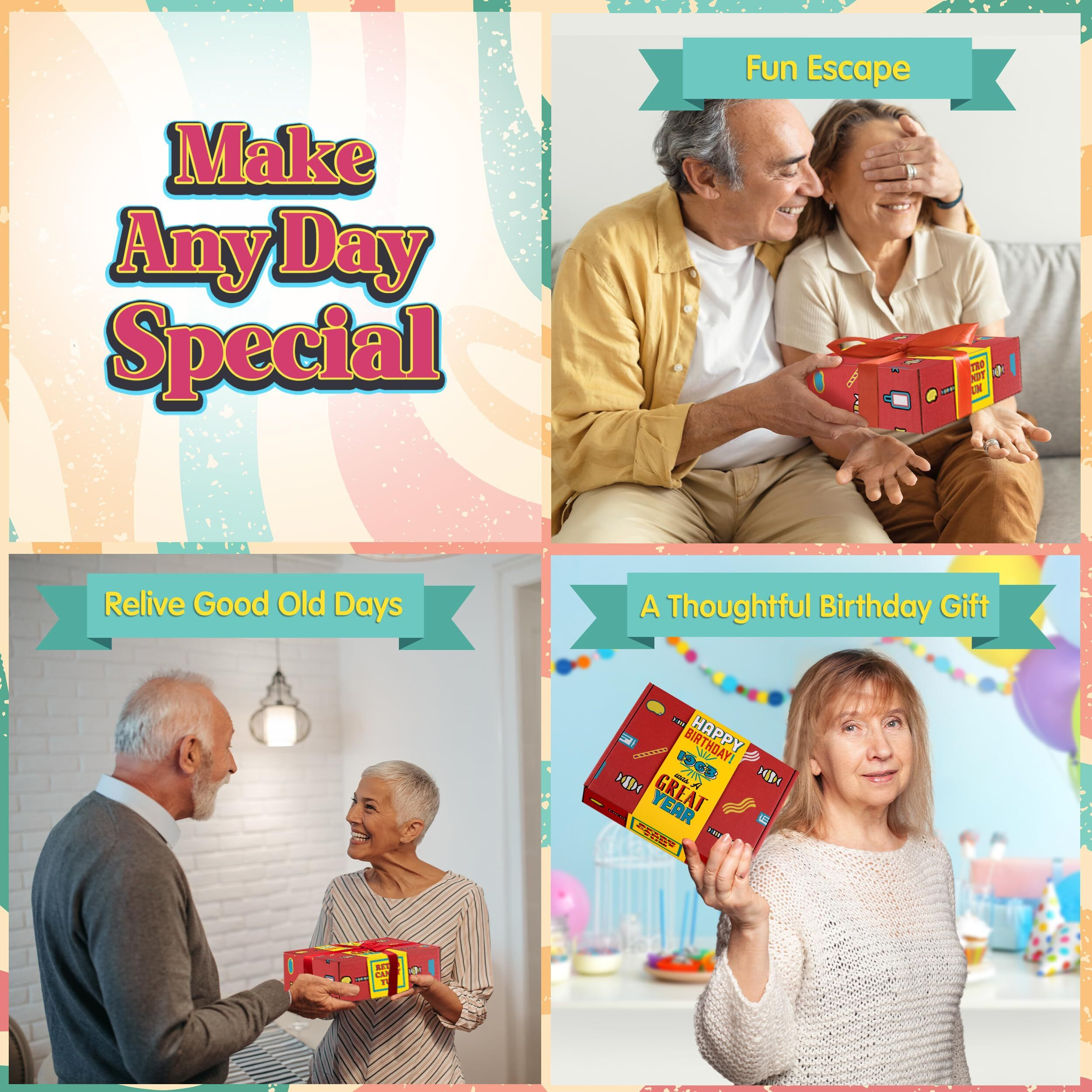 Retro Candy Yum 1963 Candy Birthday Box - Celebrate Your Loved One's 61St Birthday With Our Candy From 1963 - Candy From The 60S To Take A Trip Down Memory Lane - 1960S Nostalgia Gifts