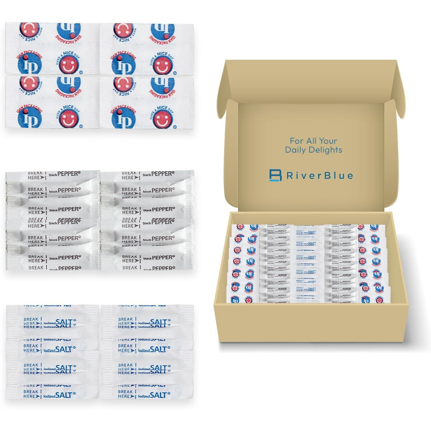 Ts Home Goods Salt And Pepper Packets. Good For Travel,For Everyday,1000 Pack,(500 Each)