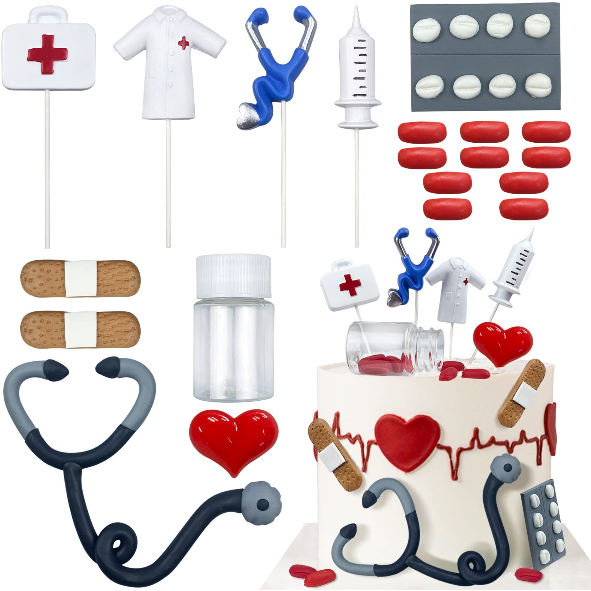 Nurse Cake Topper Nursing Cupcake Toppers Nurse Graduation Cake Decorations Rn Theme Party Favors Nurse Decorations For Nursing Graduation Party Doctor Nurse Party Supplies