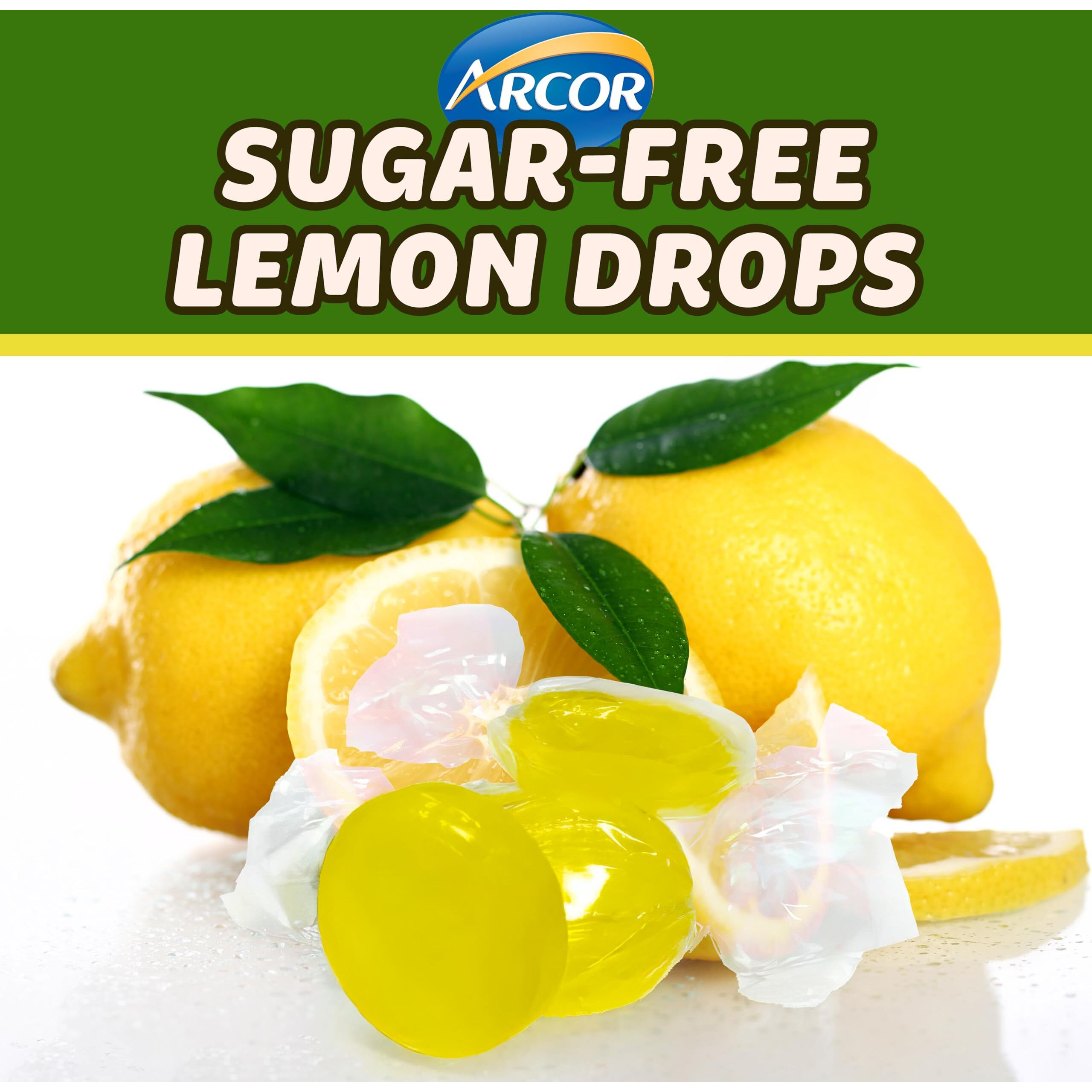 Arcor Lemon Drops Sugar Free Candy - Hard Candy Bulk - 2 Pound Of Approx 150 Sugar Free Mints Candies - Bulk Candy Individually Wrapped - Christmas Candy - Hard Lemon Candy - Sf Lemons Fresh Pack - Holiday Candy Bulk - Sugar Free Christmas Candy