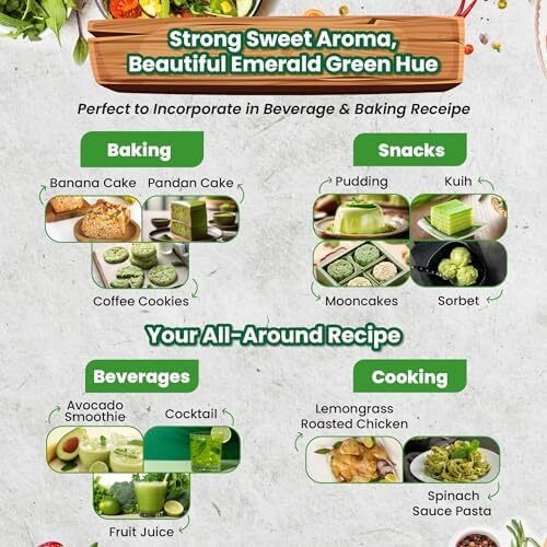 Pandan Extract Concentrate For Bakery & Beverage | Standardized Plant Extract Of The East, Fresh Natural Asian Gourmet Flavoring Ingredient (80G)