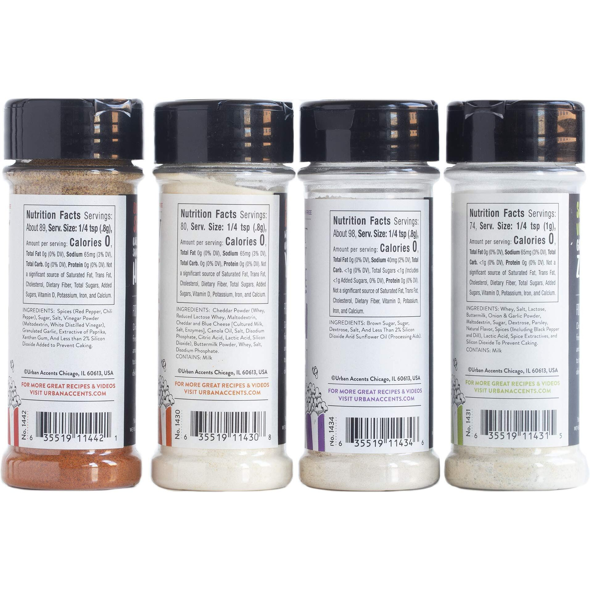 Urban Accents Get Poppin', Gourmet Popcorn Seasoning Gift Set (Set Of 5) - Delicious Non-Gmo Popcorn Kernels And 4 Gourmet Popcorn & Snack Mix Seasonings