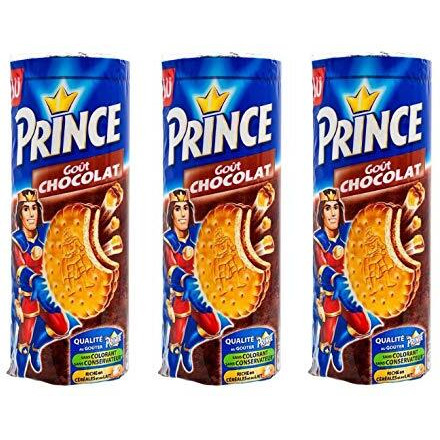 Lu - Prince Chocolate Biscuits - 3 Packs - 300G Per Pack - Chocolate Chip Flavored Cookies - With Chocolate Nuggets - Rich In Cereals - Cocoa Cream Filling Sandwiched
