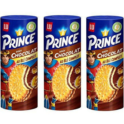 Lu - Prince Chocolate Biscuits - 3 Packs - 300G Per Pack - Chocolate Chip Flavored Cookies - With Chocolate Nuggets - Rich In Cereals - Cocoa Cream Filling Sandwiched