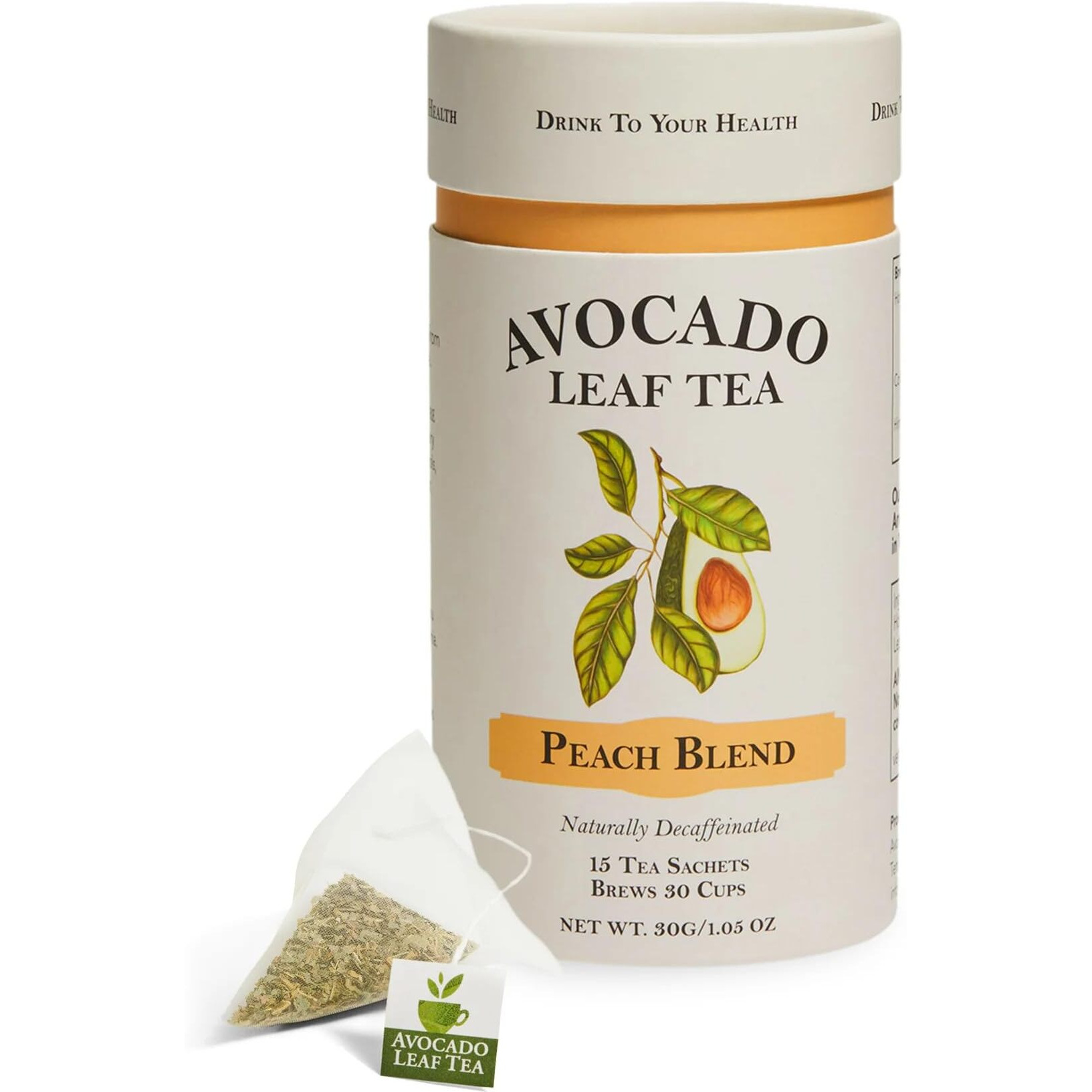 Avocado Leaf Tea Peach Tea - Caffeine-Free | Herbal Tea | Immune Support | Cold Brew Or Hot Tea | 15 Tea Bags -30 Servings (Gluten Free, Non-Gmo)