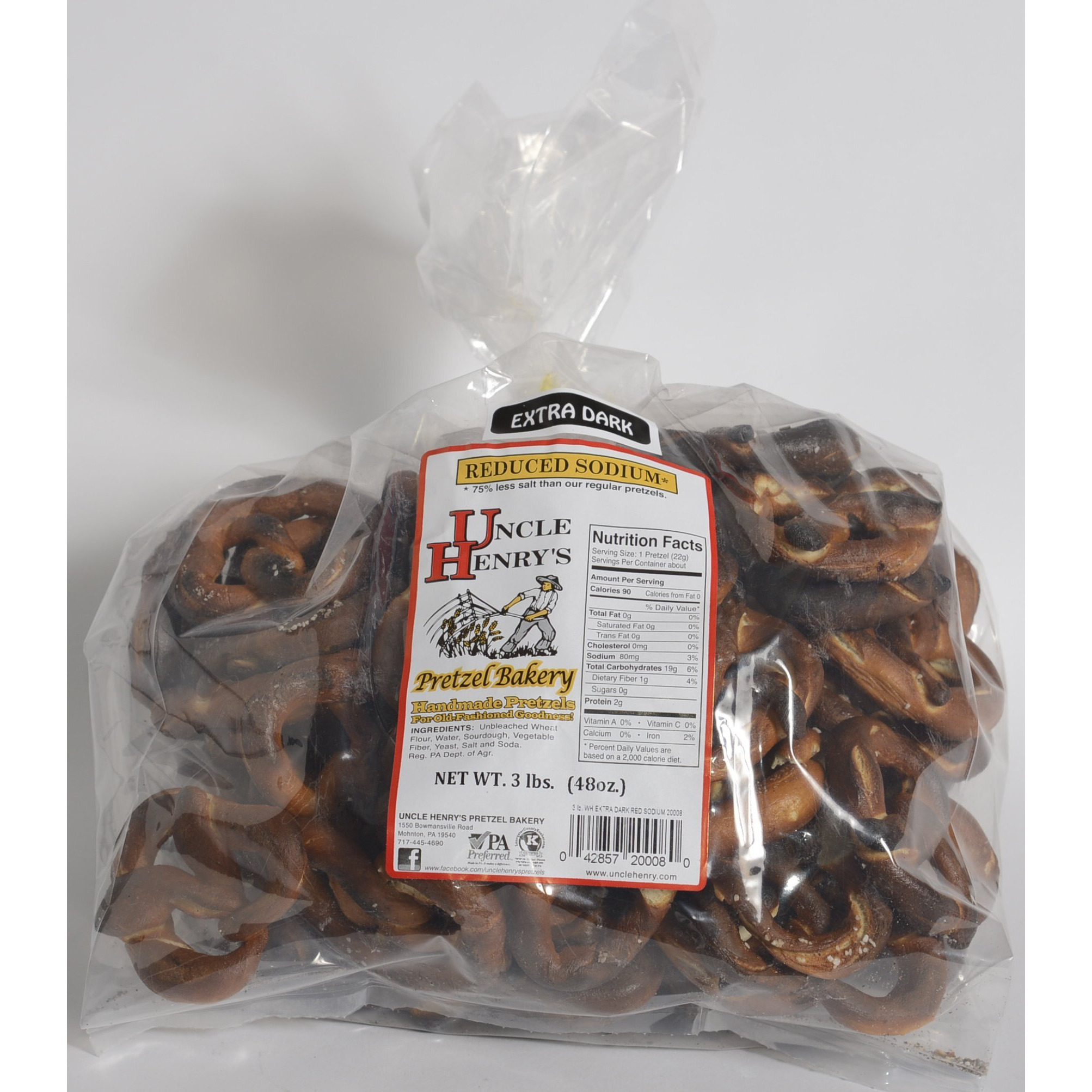 Uncle Henry's 3 Lb. Bag Extra Dark Reduced Sodium Pretzels