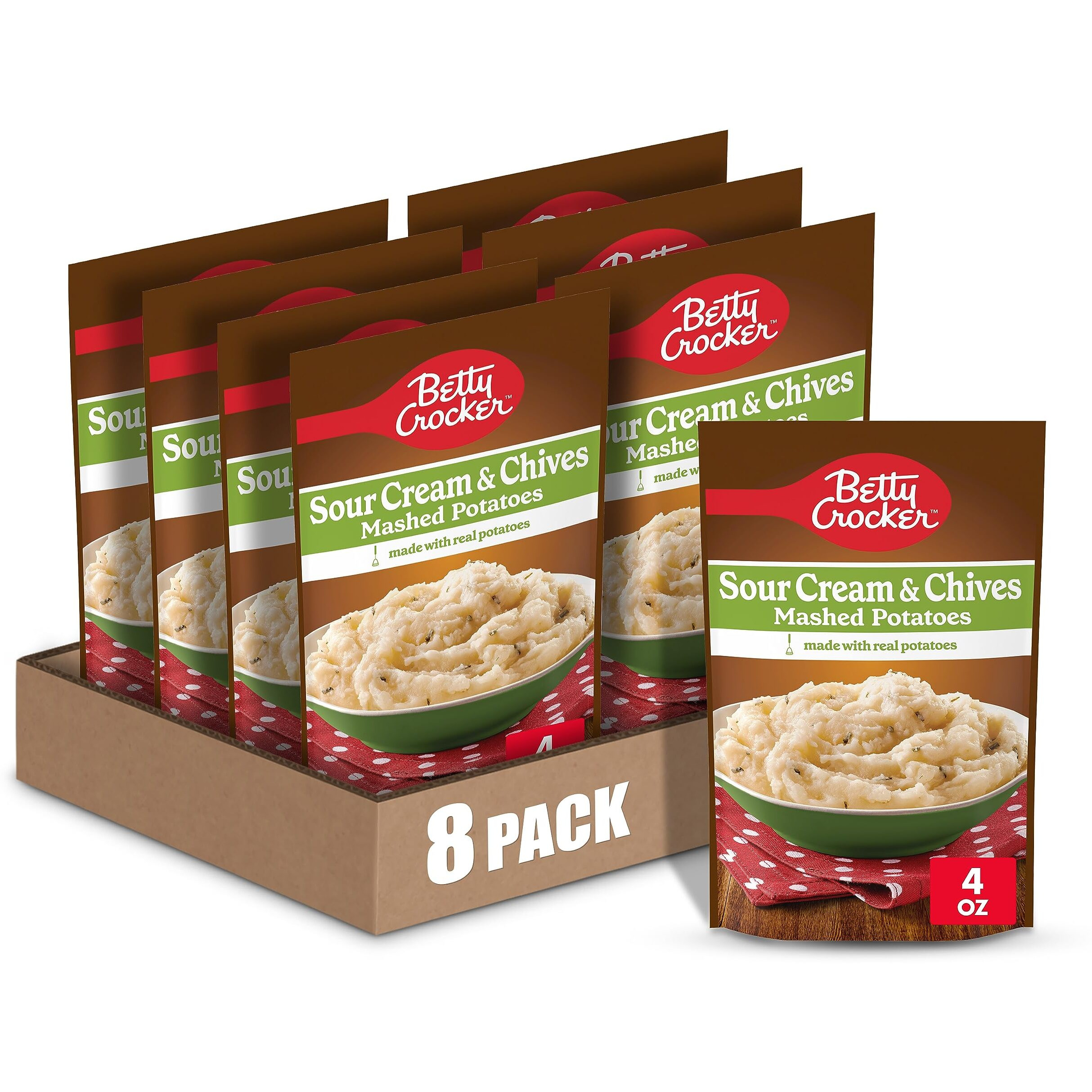 Betty Crocker Sour Cream & Chives Mashed Potatoes, 4 Oz. (Pack Of 8)