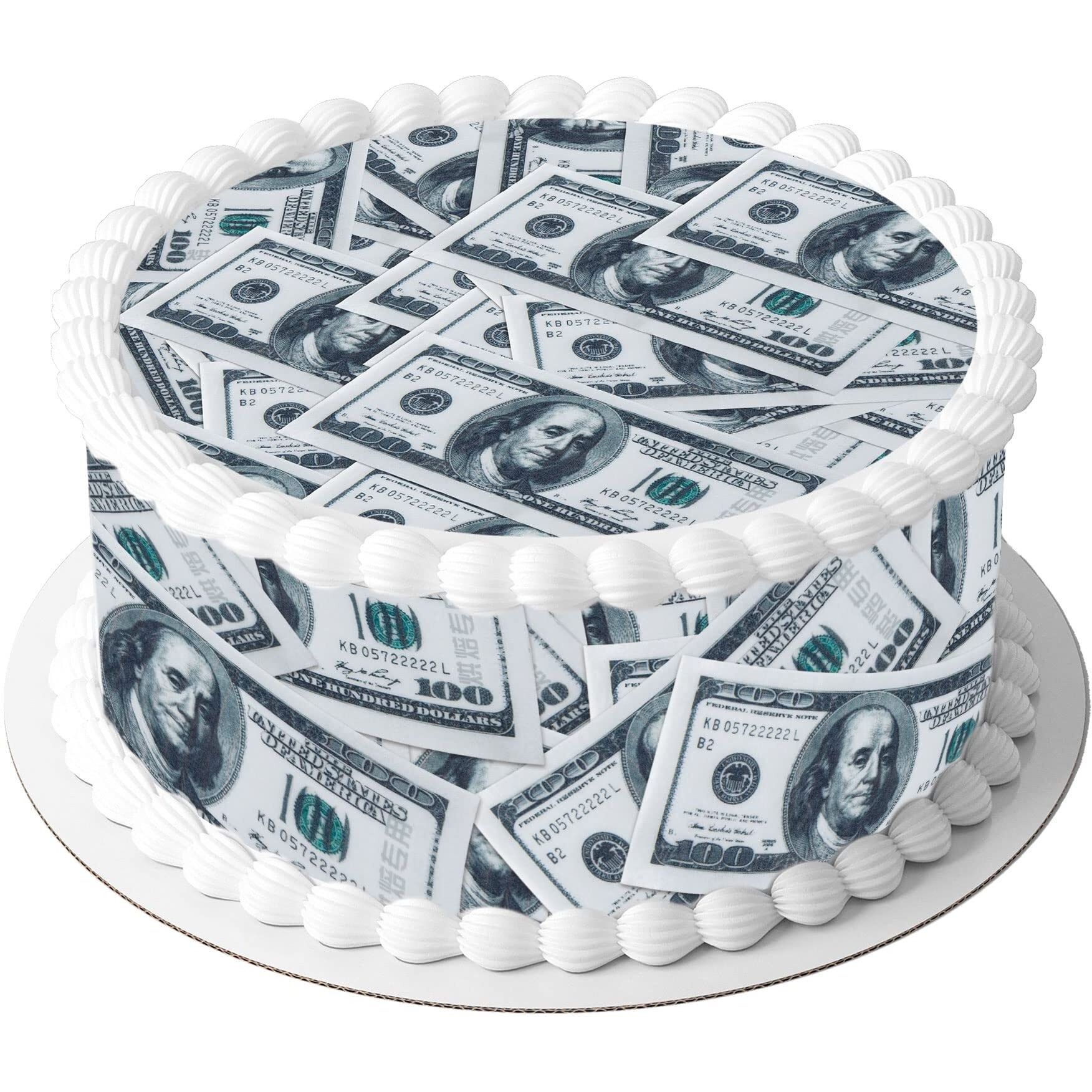50Pcs Edible 100 Dollar Bill Image Cupcake Toppers Wafer Paper Fake Money Cake Decoration For Baby Shower Birthday Anniversary Party Supplies