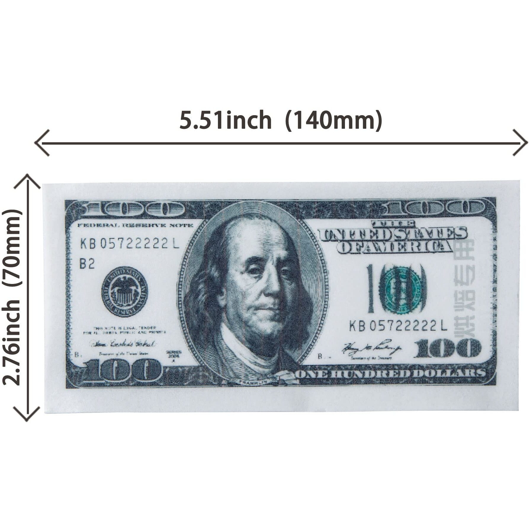 50Pcs Edible 100 Dollar Bill Image Cupcake Toppers Wafer Paper Fake Money Cake Decoration For Baby Shower Birthday Anniversary Party Supplies