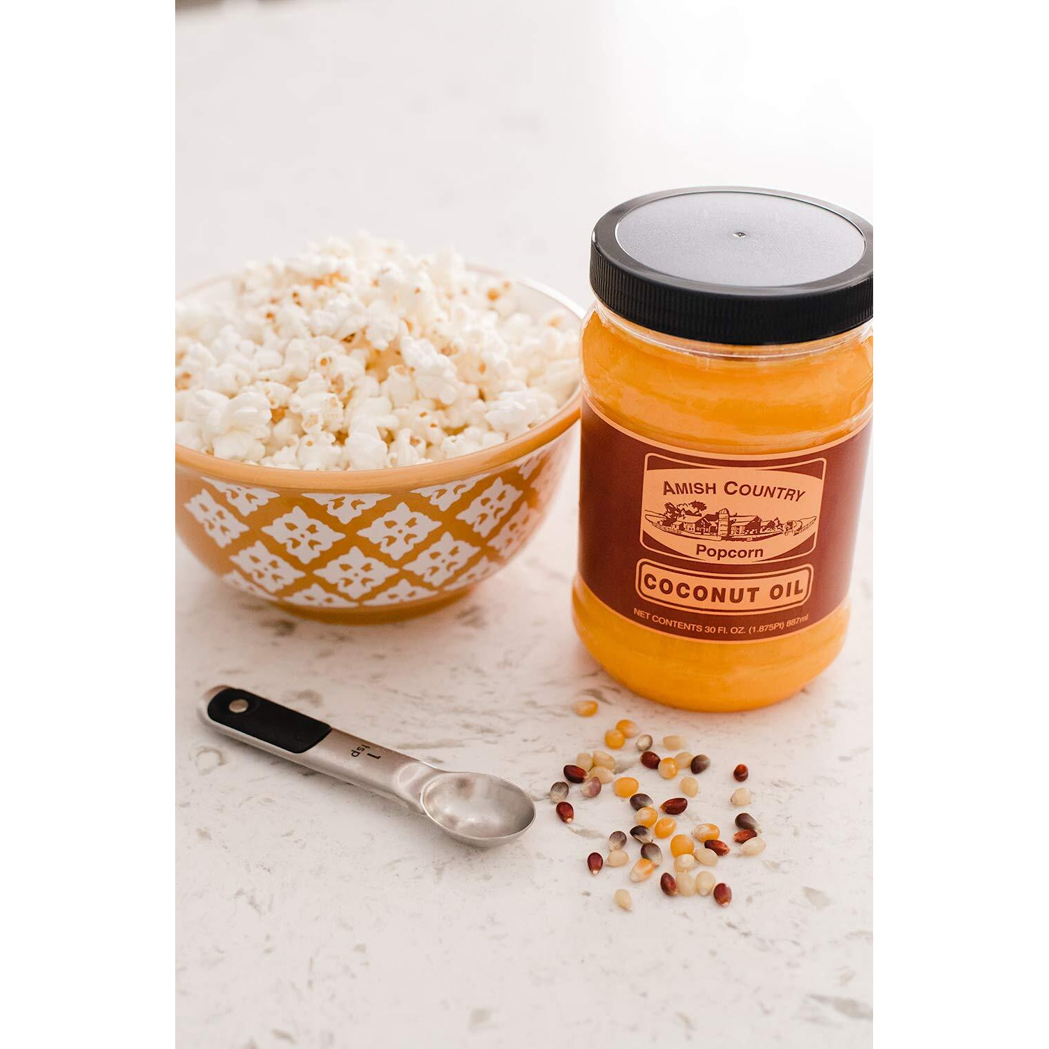 Amish Country Popcorn | 6 Lb Baby White, 30 Oz Cocounut Oil, 6 Oz Buttersalt Bundle | Old Fashioned, Non-Gmo And Gluten Free (Variety Bundle)
