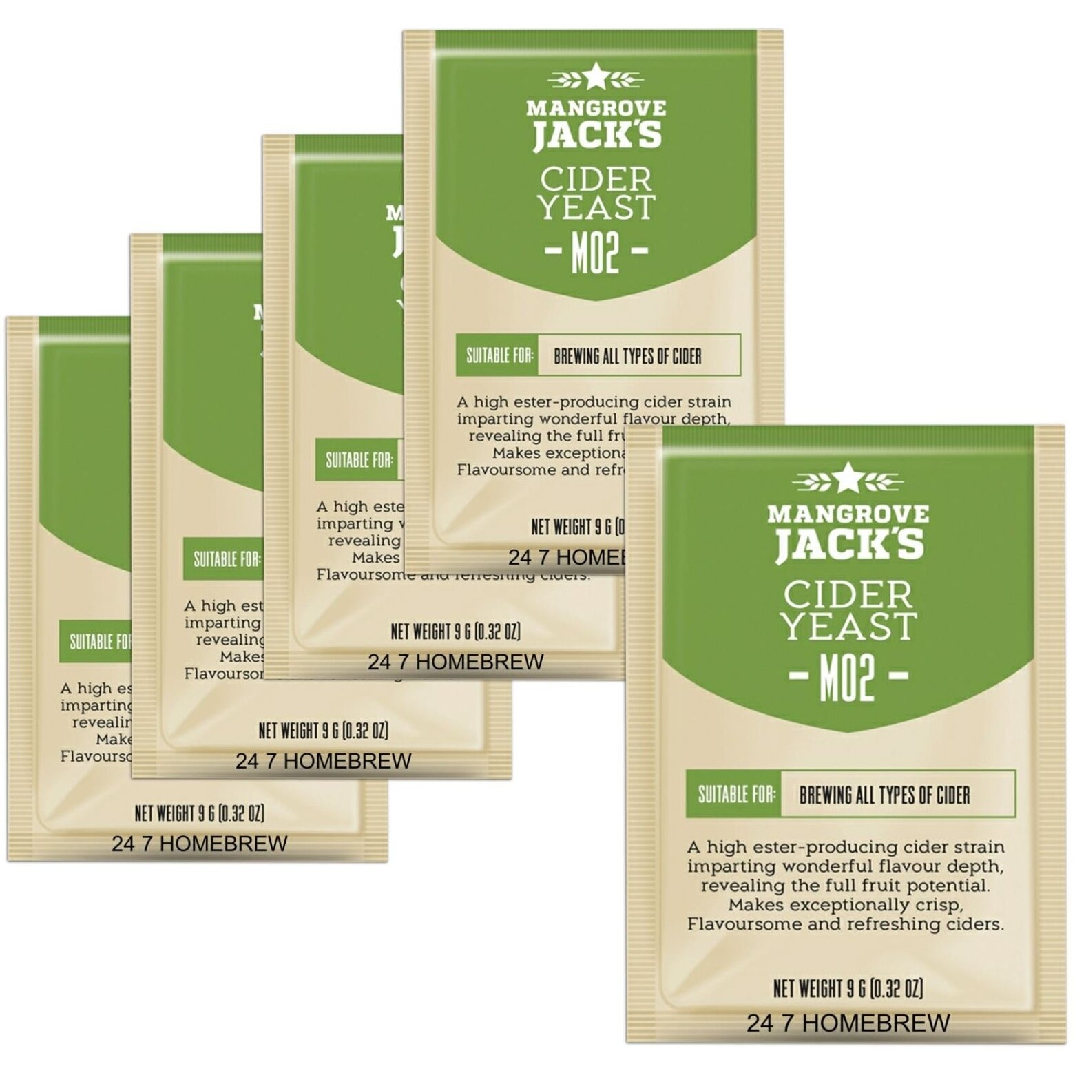 5X Mangrove Jack's Yeast Cider M02 Craft Series Yeast 9G Treats 23L