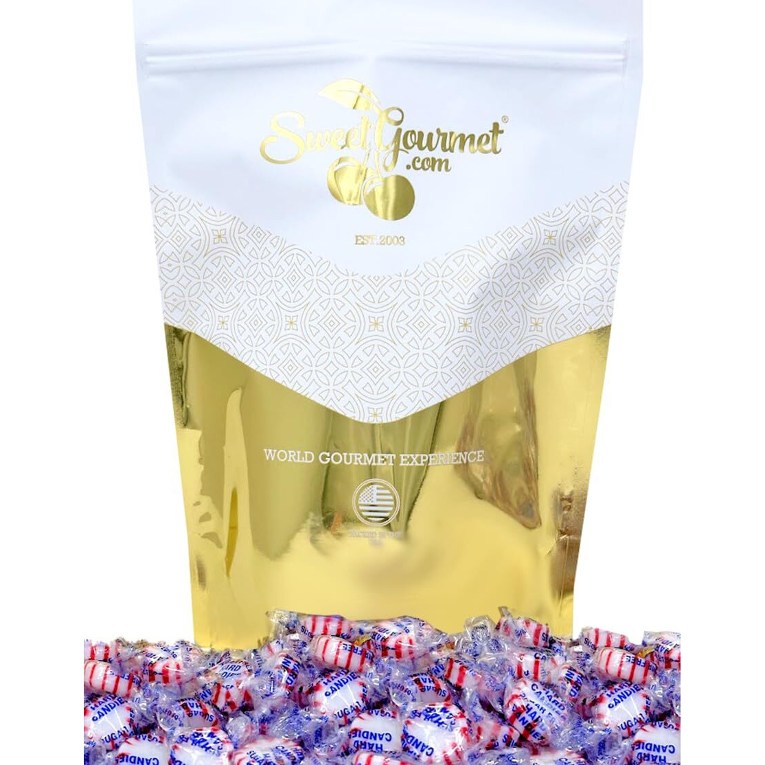 Sweetgourmet Sugar-Free Peppermint Wrapped Hard Candy | 3 Pounds