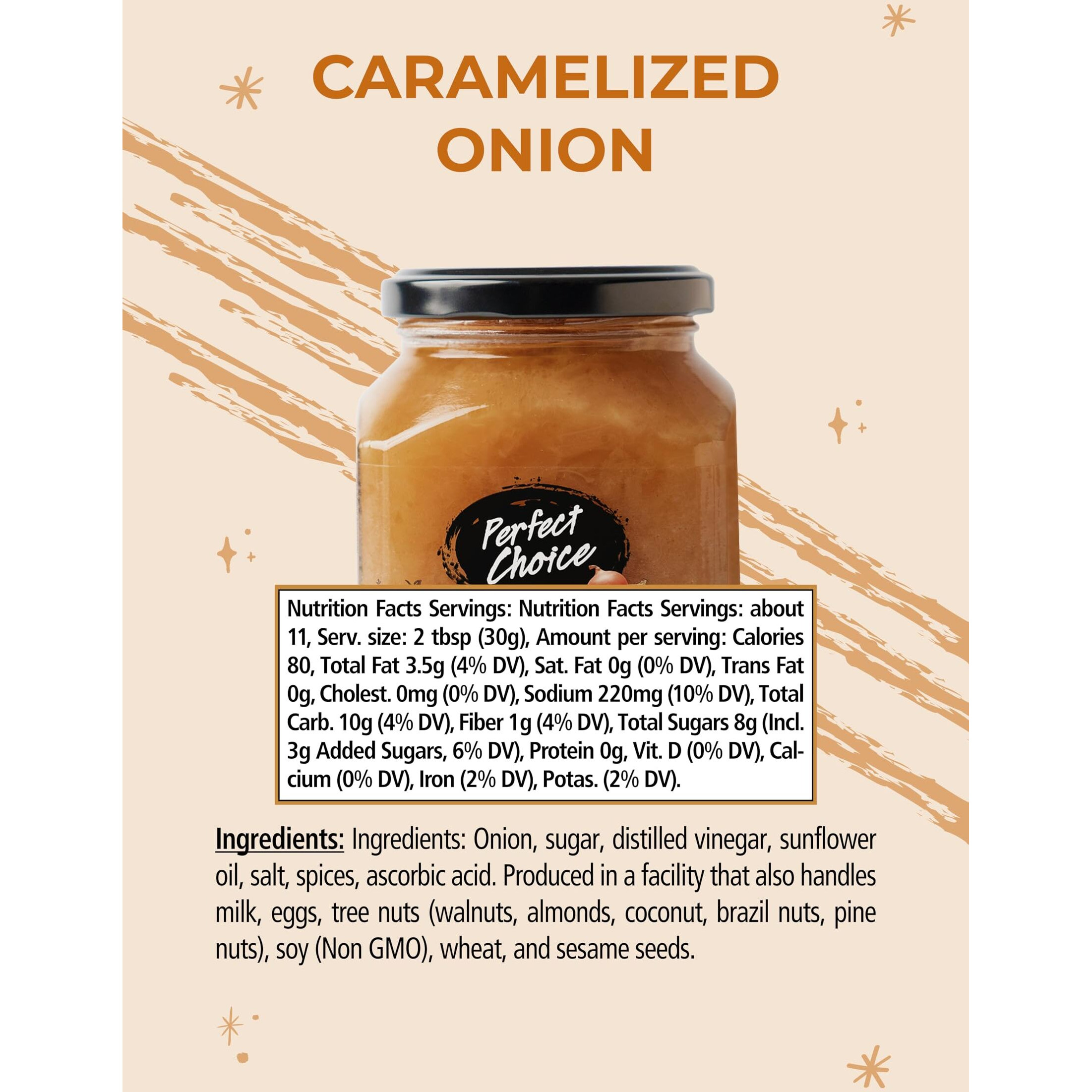 Perfect Choice Caramelized Onion - Delicious Spread On Burgers, Meats, Cheeses & More - Ready-To-Eat - 11.3 Oz (Pack Of 3)