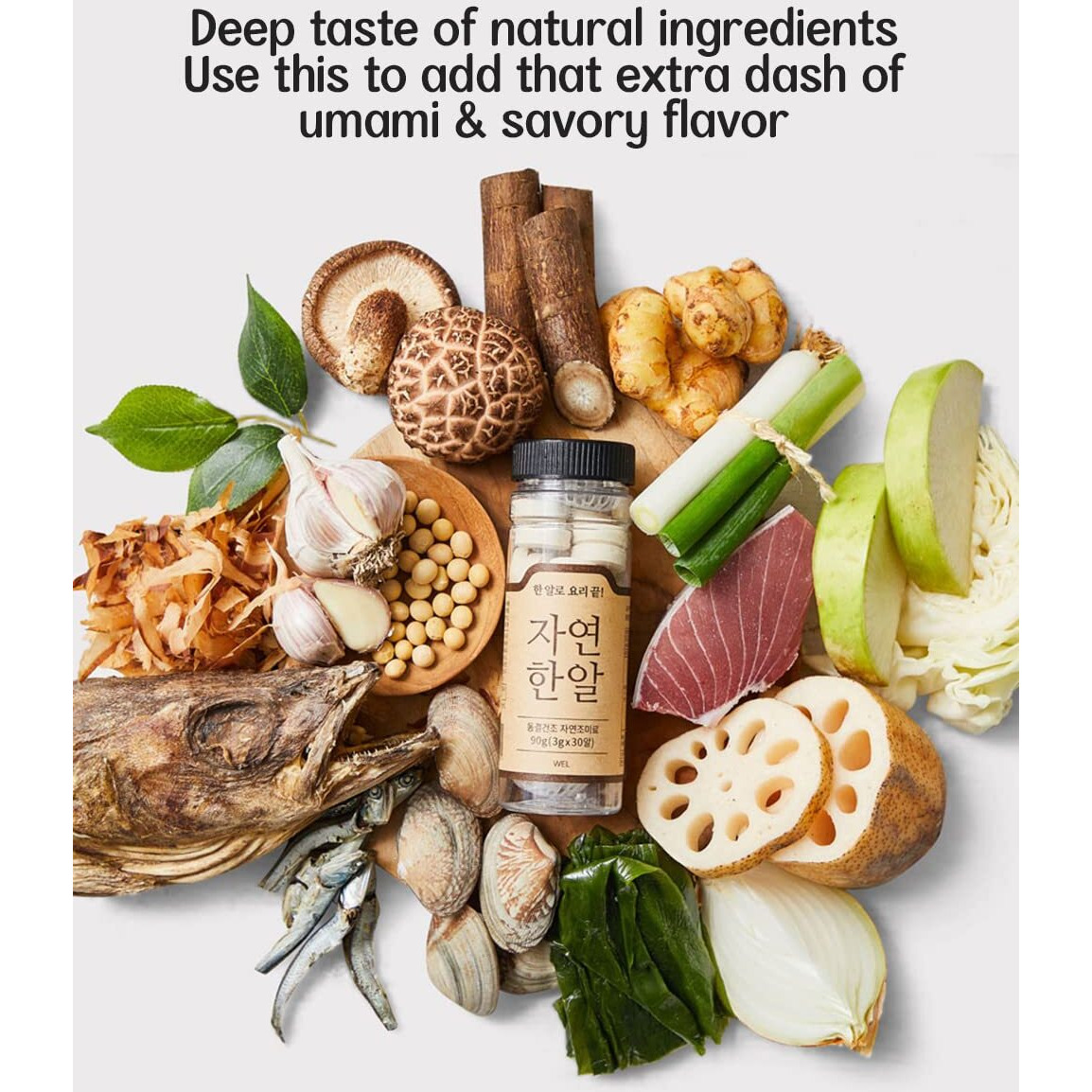 Jayeonhanal 2Pack Seafood Broth Tablet Type 90G(3G X 30Pcs) Seafood & Vegetable Stock Dashi Ingredients Freeze-Dried 100% For Nutrition No Msg Umami Savory Taste Aromatic Easy-To-Carry Coin Type