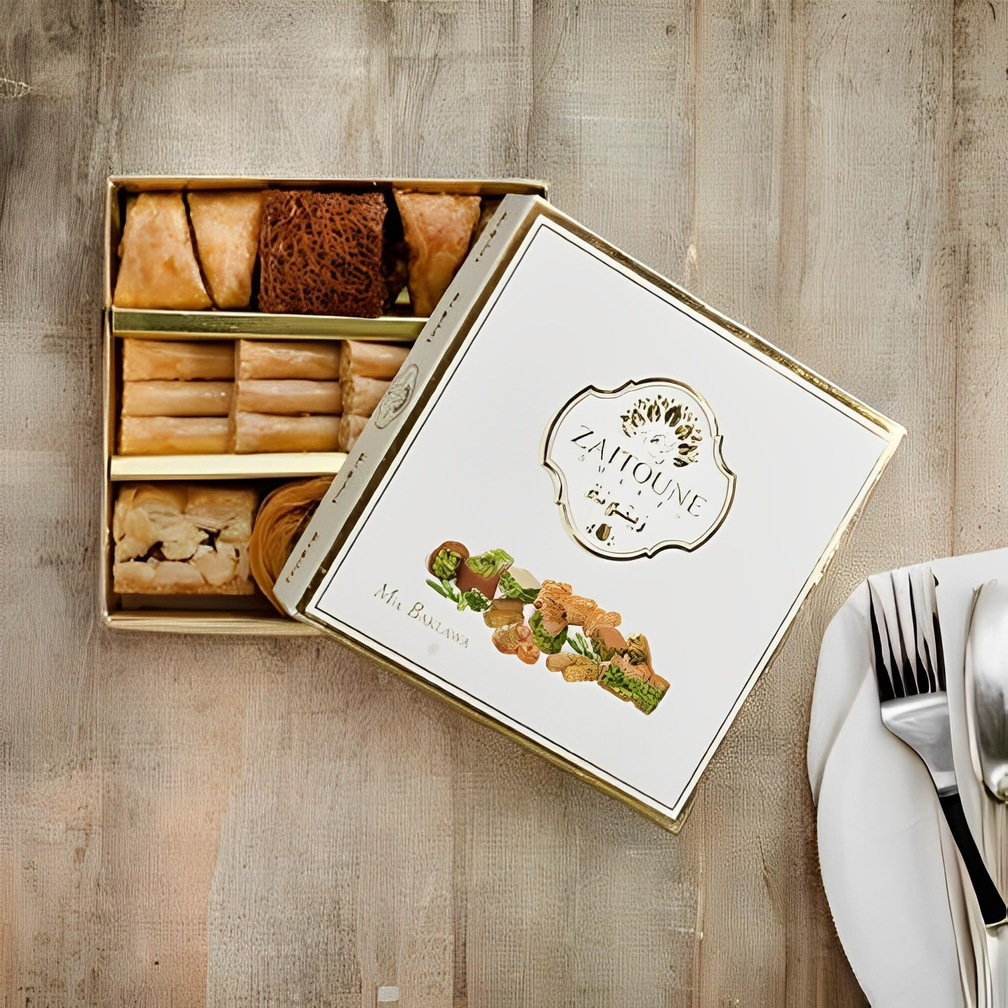 Zaitoune Pistachio & Cashew Mix Baklava 250G - Desserts Gift Box Perfect For Birthday, Father's And Mothers Day, New Year, Eid