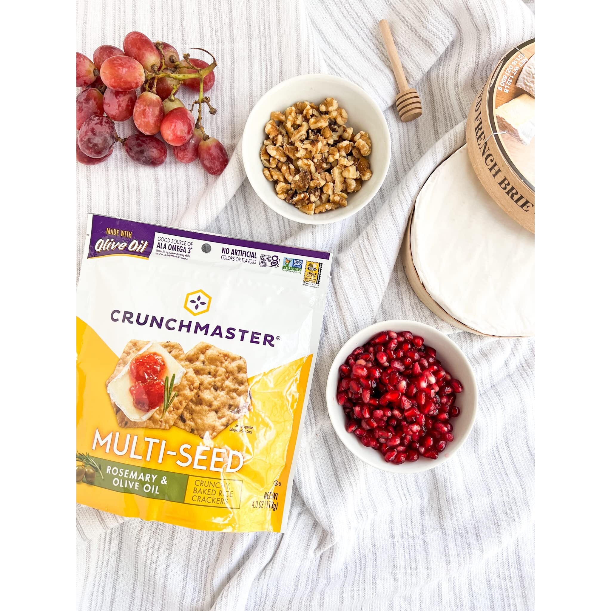 Crunchmaster Gluten-Free Multi-Seed Rosemary & Olive Oil Crackers, 4Oz. (Pack Of 6)