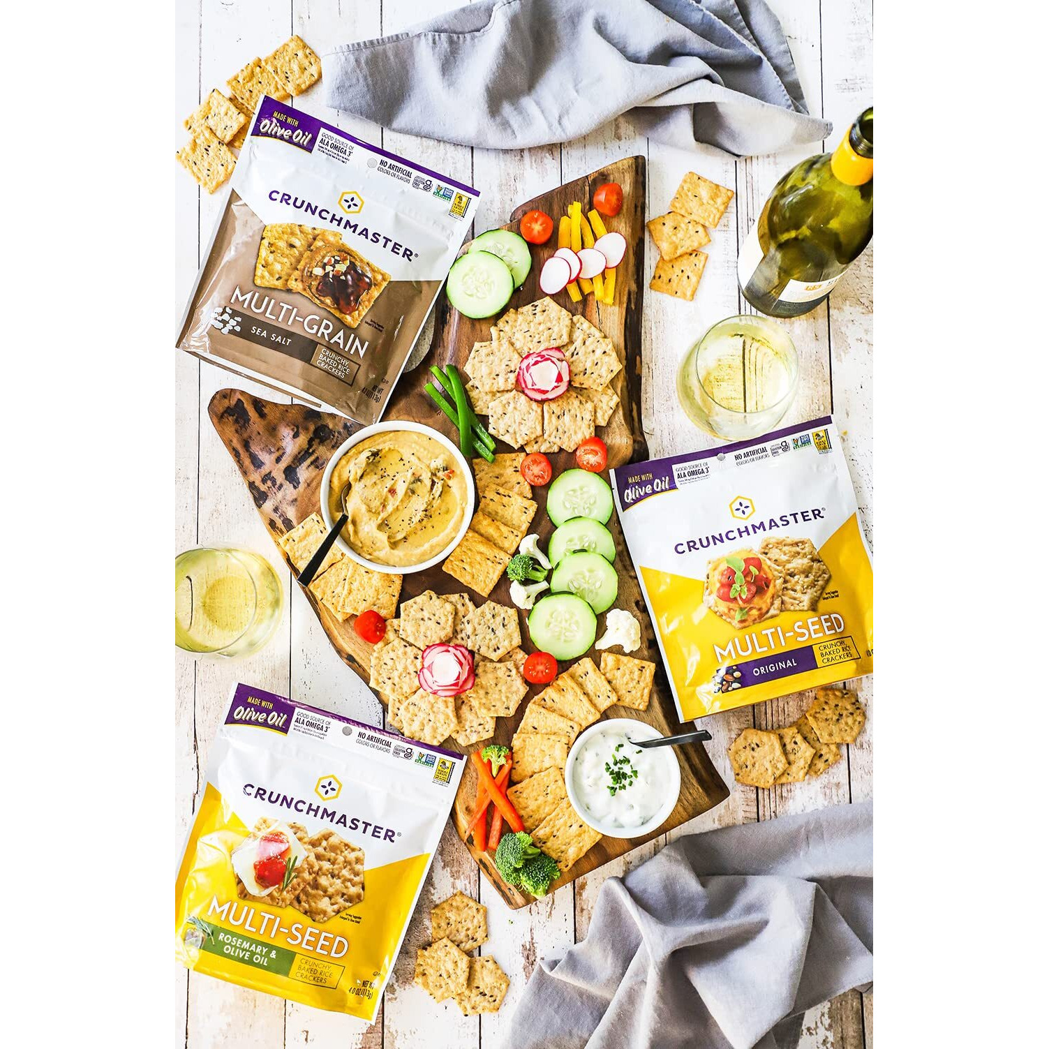 Crunchmaster Gluten-Free Multi-Seed Rosemary & Olive Oil Crackers, 4Oz. (Pack Of 6)