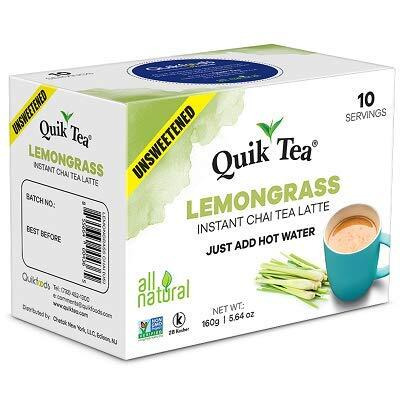 Quiktea Unsweetened Lemongrass Chai Latte (Packaging May Vary) 10 Count (Pack Of 4)